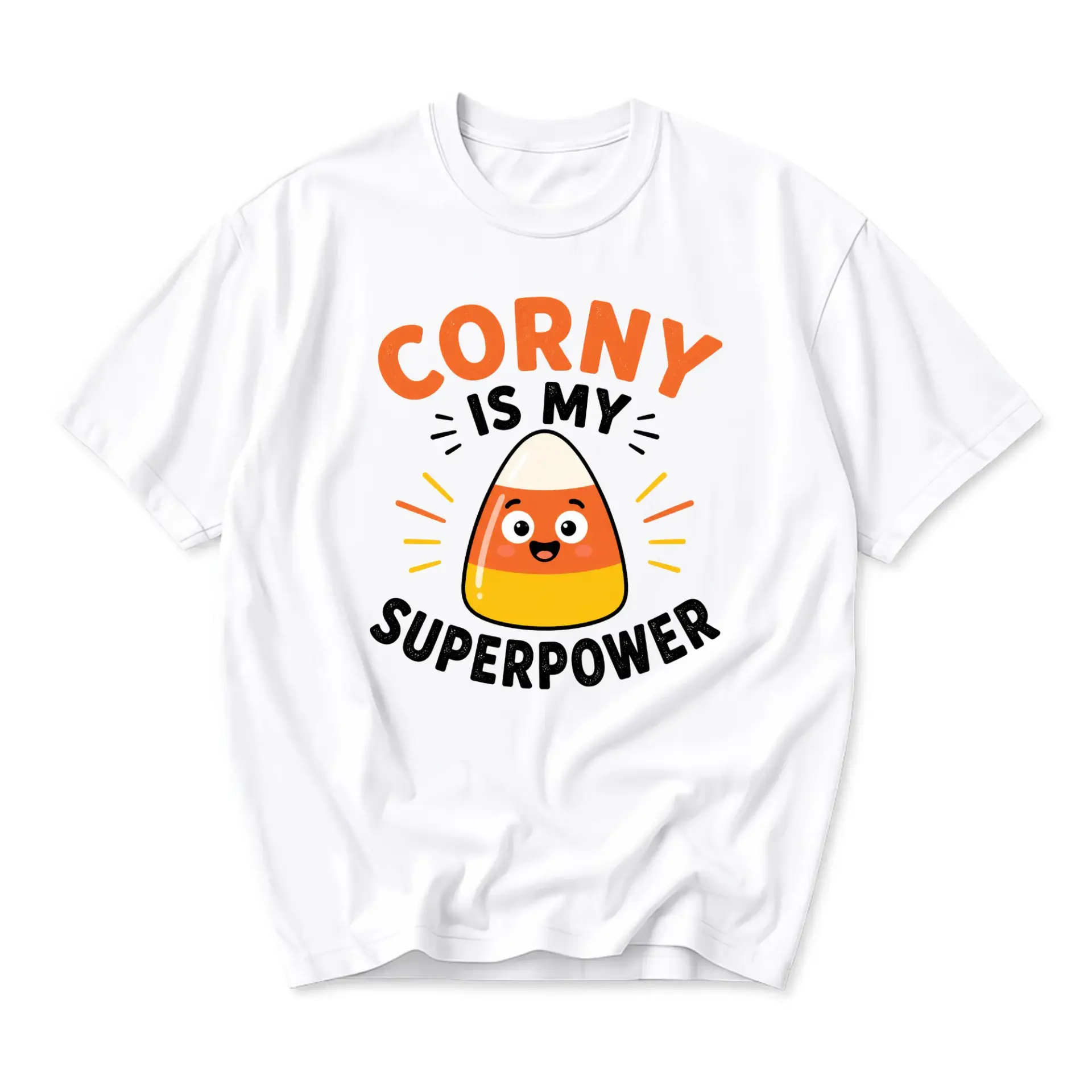 Funny Shirt Corny Is My Superpower Graphic Tee Unisex Casual Cotton Crew Neck Short Sleeve Top for Seasonal Humor