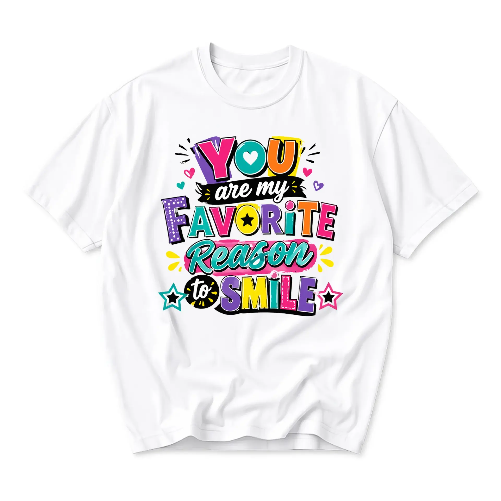 Funny Shirt You Are My Favorite to Smile Graphic Printed Unisex Casual Crew Neck Comfortable Cotton Tee