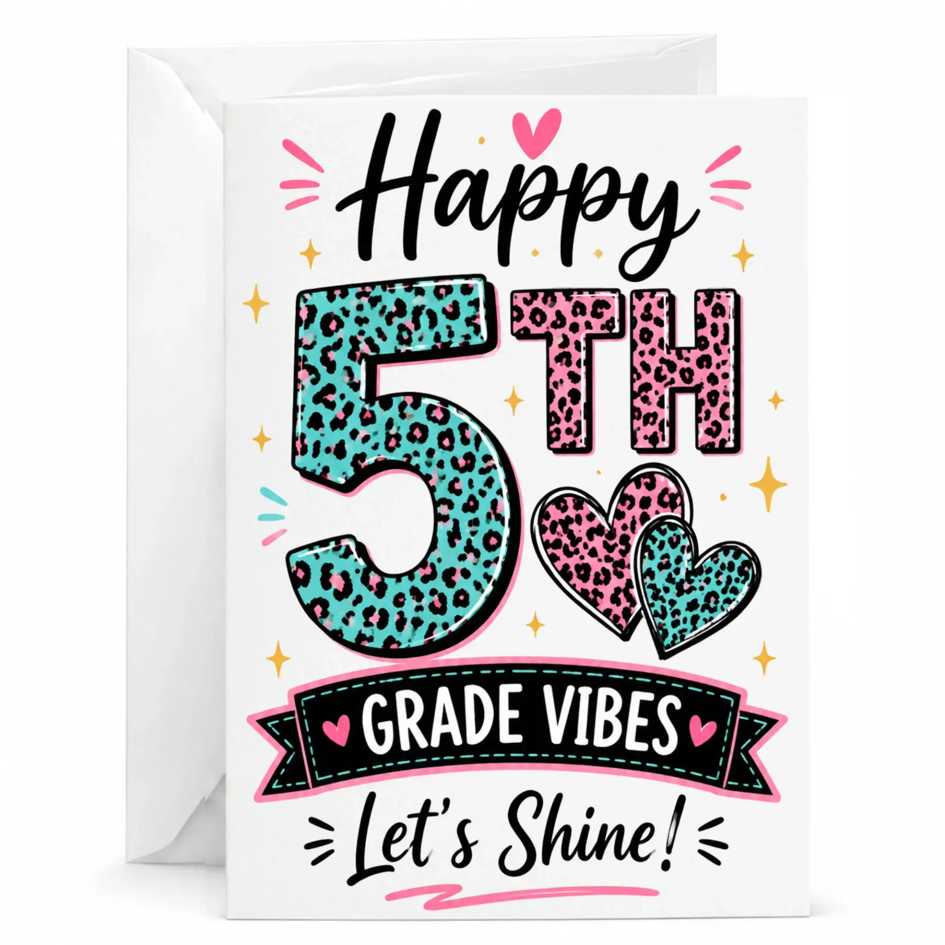 Birthday Card Happy 5th Vibes Greeting for Milestone Achievement with Matching White Envelope