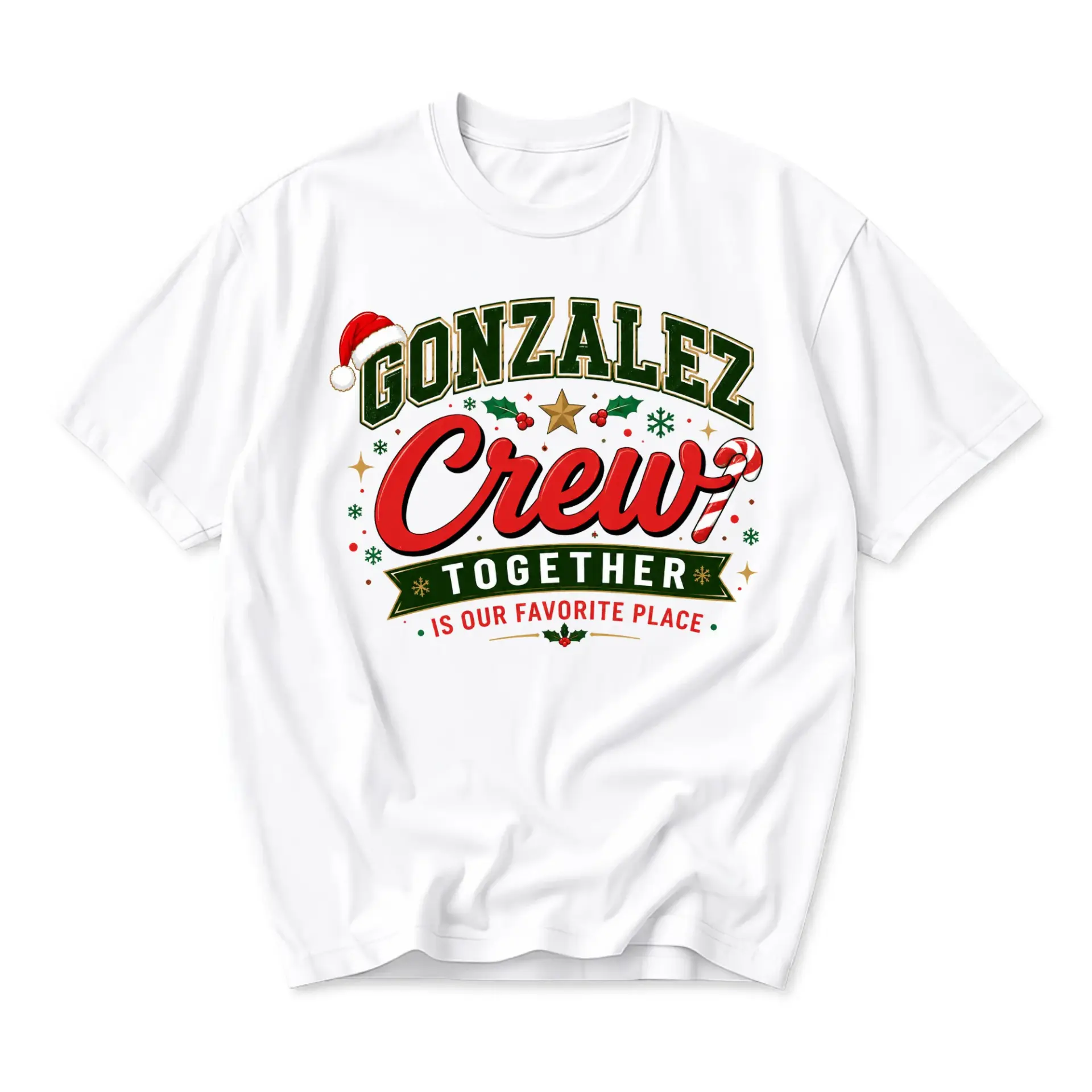 Graphic Tee Holiday Christmas Family Reunion Apparel Unisex Crew Neck Short Sleeve Top for Casual Seasonal Wear