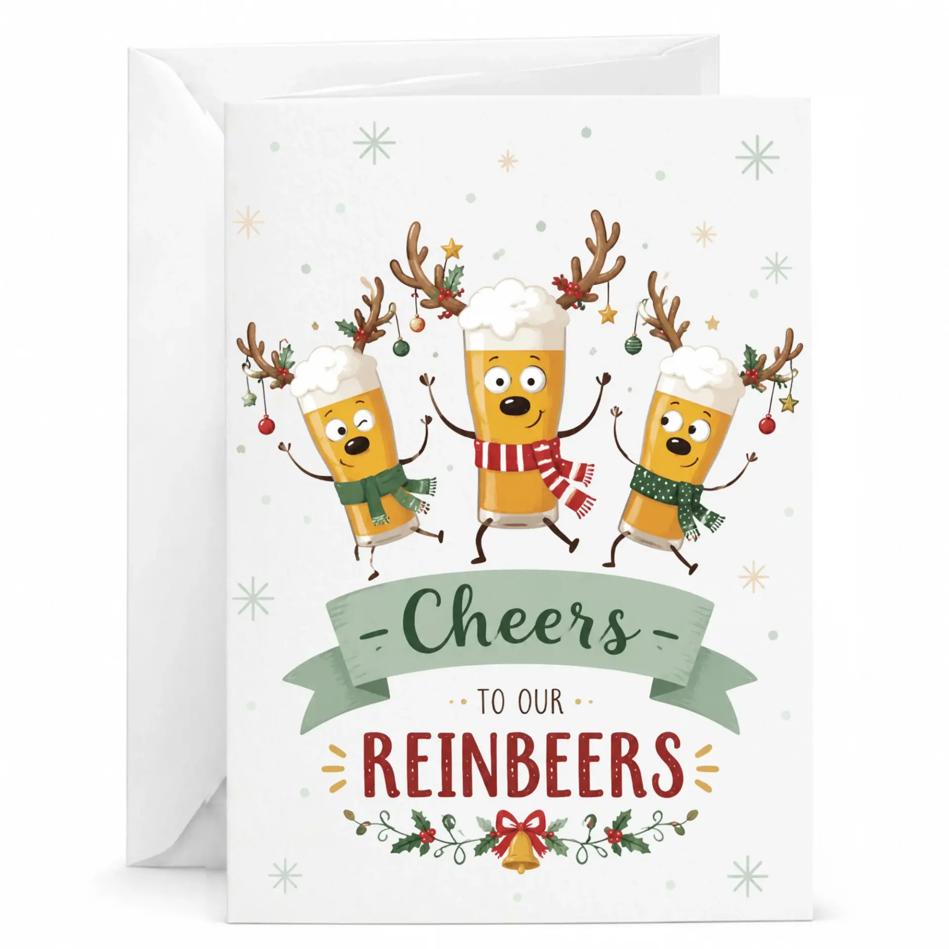 Funny Greeting Card Cheers to Our Reinbeers Holiday Card for Beer Lovers and Festive Winter Celebrations