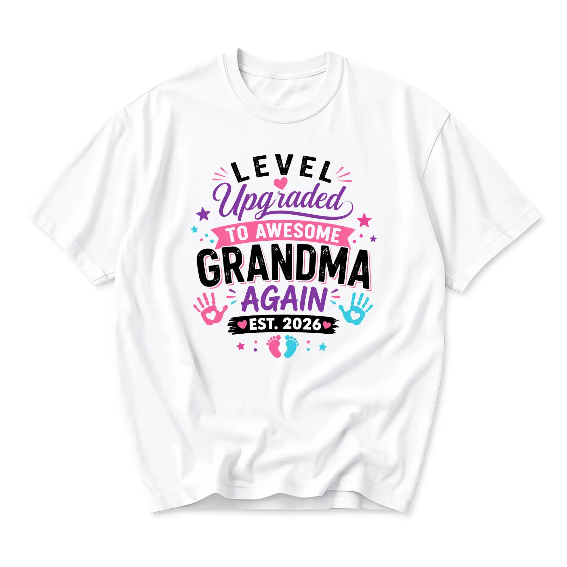 Funny Shirt Upgraded to Awesome Grandma Again Est 2026 Graphic Printed