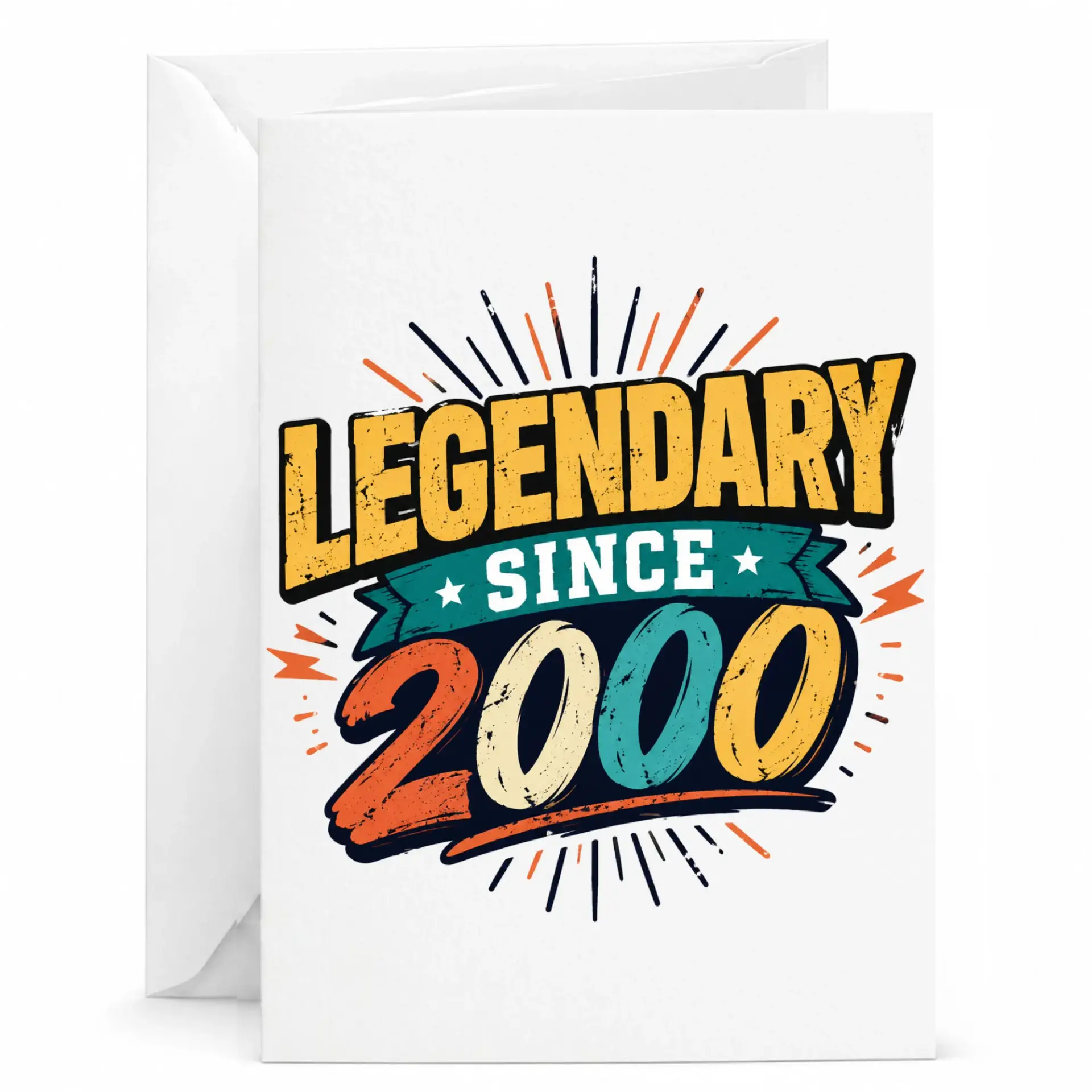 Birthday Card Legendary Since 2000 Retro Vintage Style Greeting Card for Milestone Celebration and Anniversary Events
