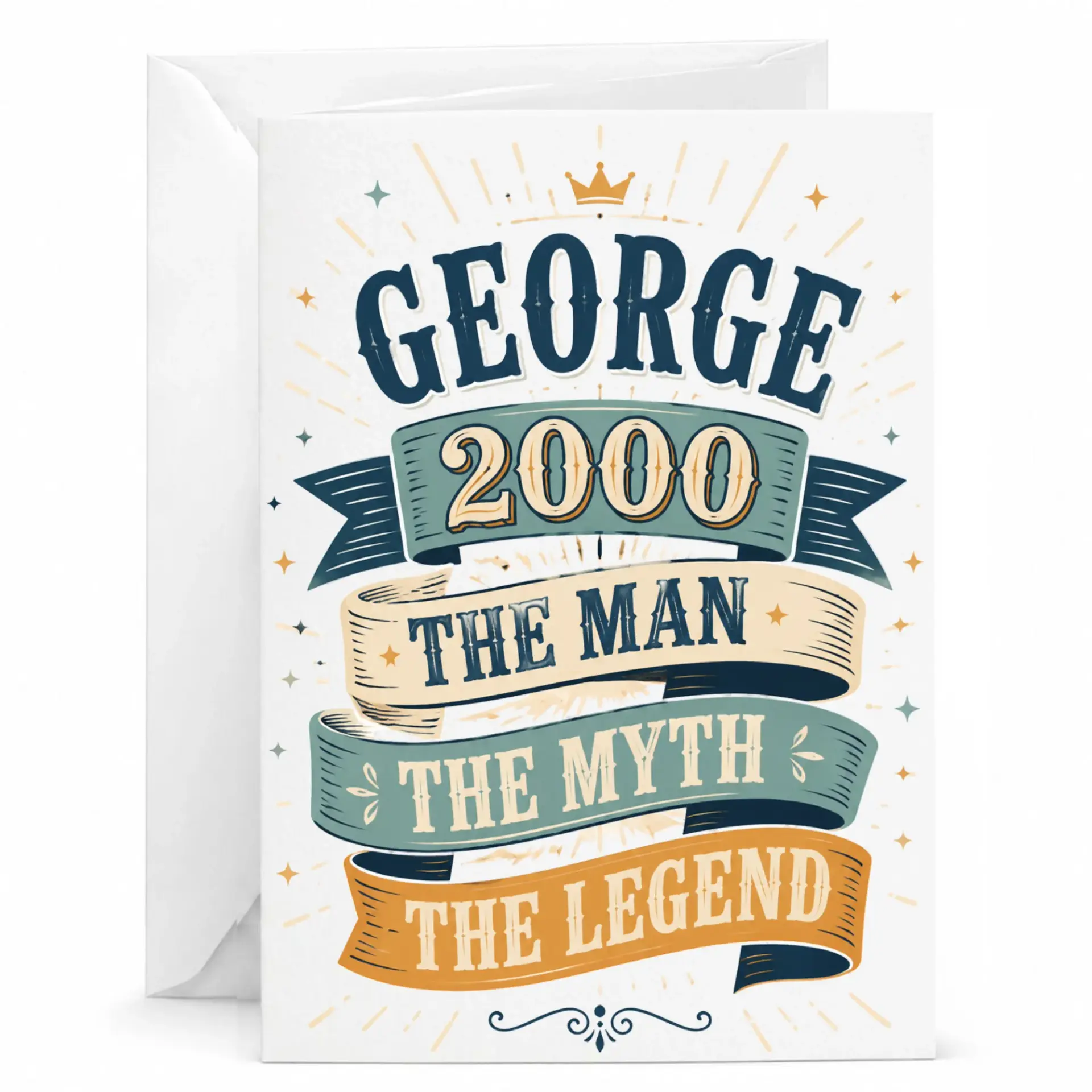 Birthday Card for George the Man the Myth the Legend Personalized Custom Name Greeting Card for Milestone Celebration
