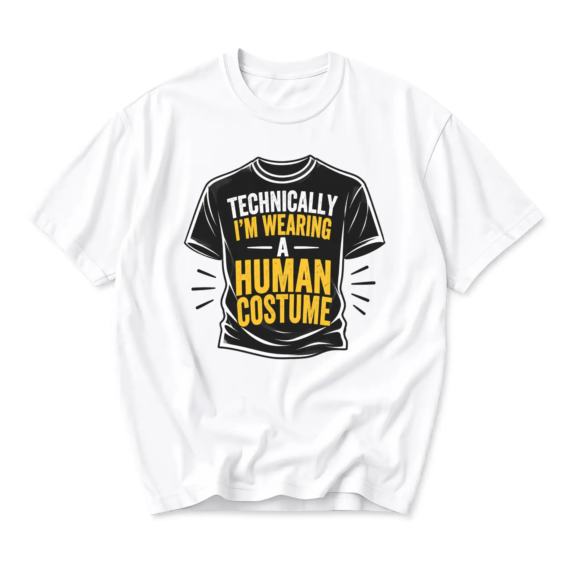 Funny Shirt Technically I Am Wearing a Human Costume Graphic Tee Unisex Casual Crew Neck Soft Cotton Apparel
