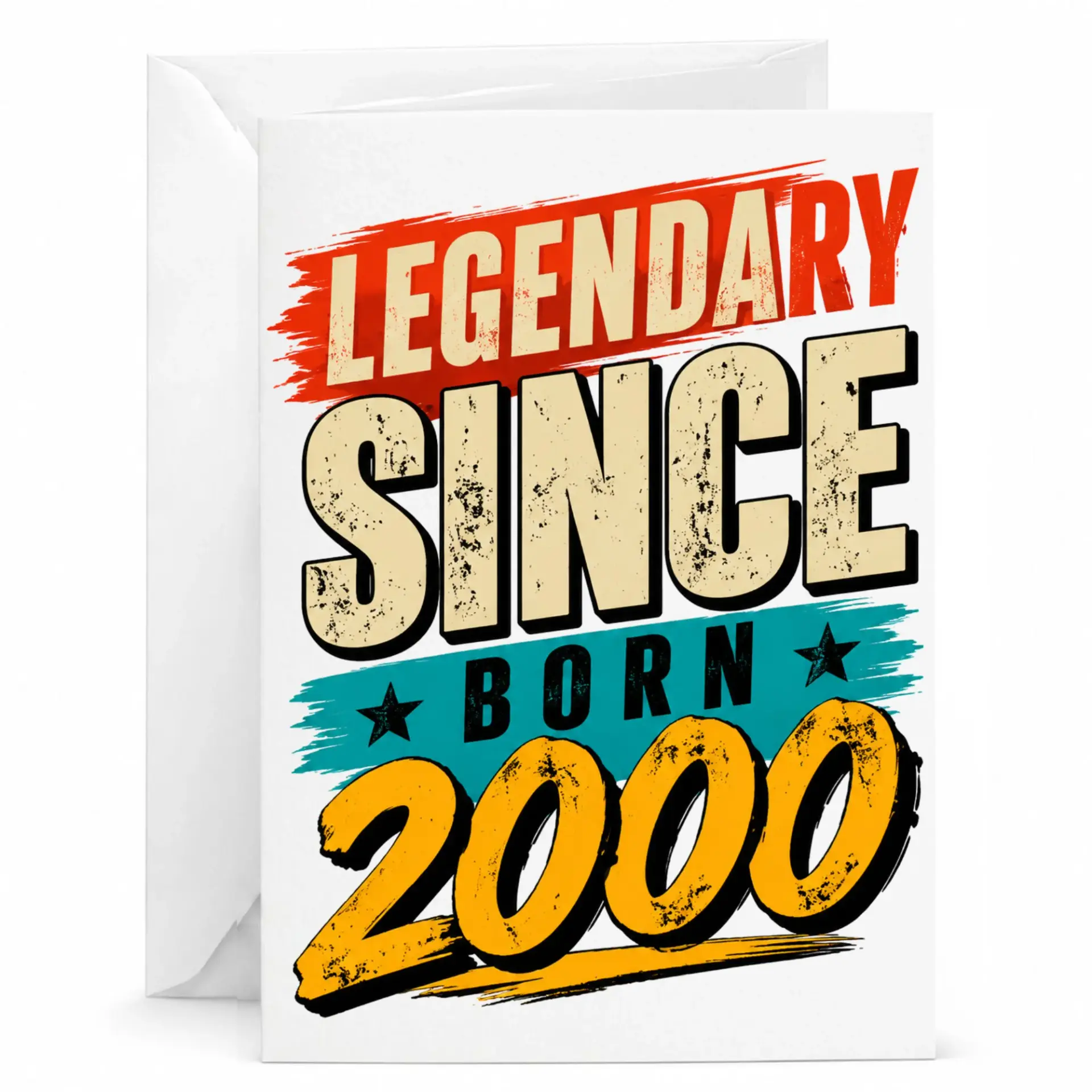 Birthday Card Legendary Since Born 2000 Vintage Style Greeting Card for Milestone Celebration and Anniversary Gift