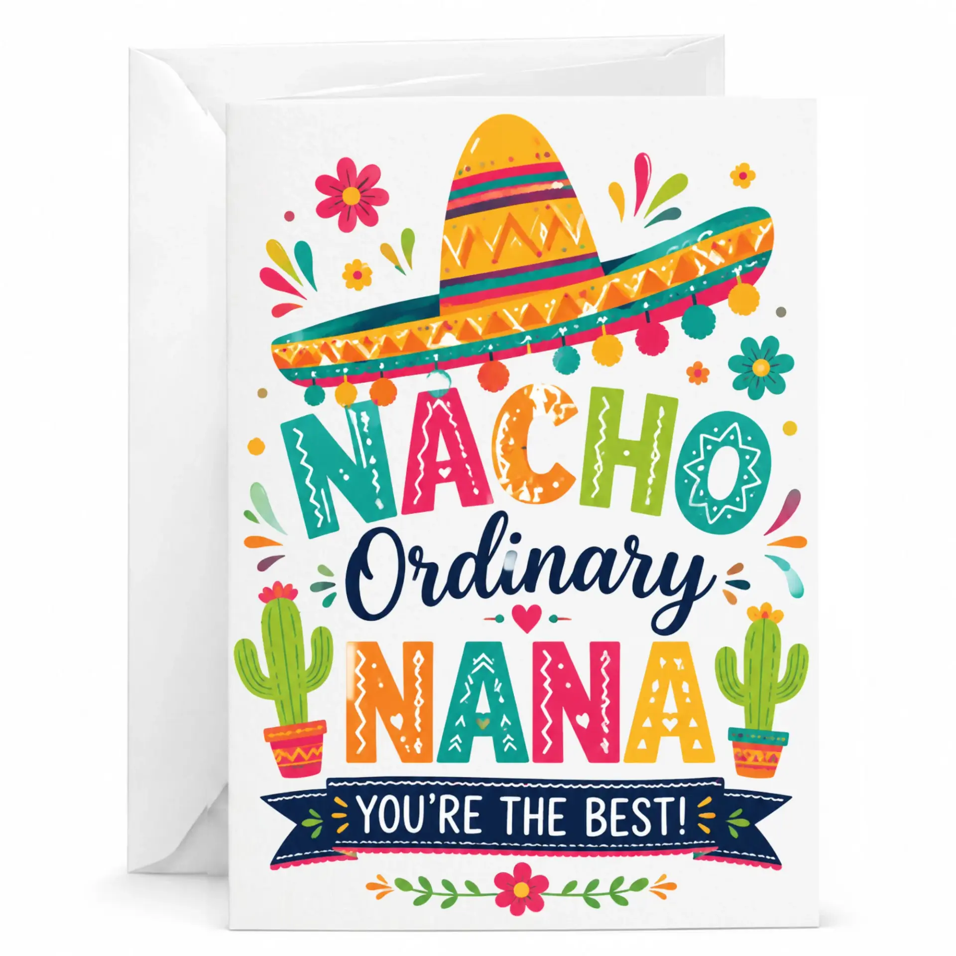 Funny Nacho Ordinary Nana Greeting Card with Envelope Humorous Festive for Grandmother