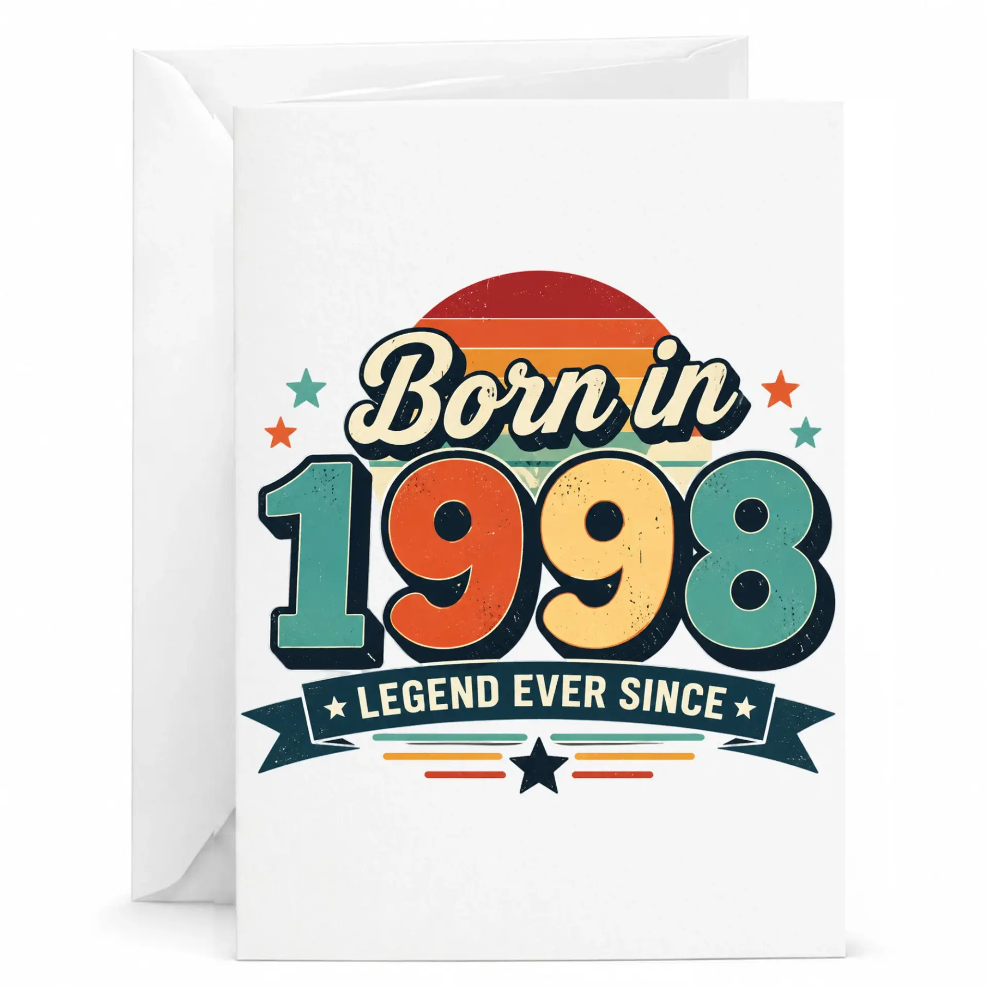 Birthday Card Born in 1998 Legend Ever Since Retro Vintage Style Greeting Card for Milestone Celebrations