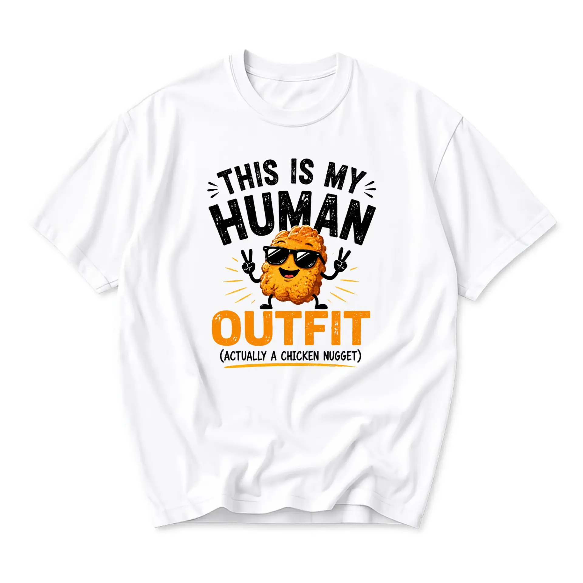 Funny Shirt This Is My Human Outfit Chicken Nugget Graphic Tee Unisex Casual Crew Neck Comfortable Cotton Blend Top