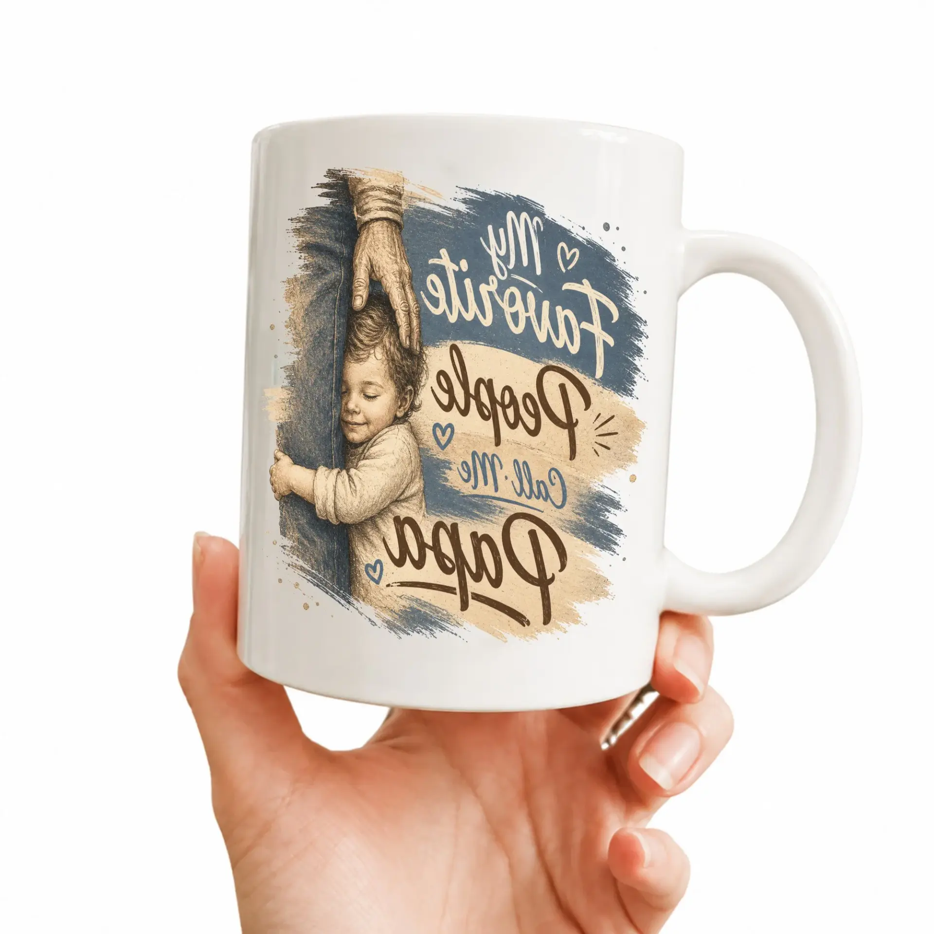 Heartwarming Papa Ceramic Coffee Mug Featuring Artistic Illustration for Fathers Day Gift or Birthday Present Idea