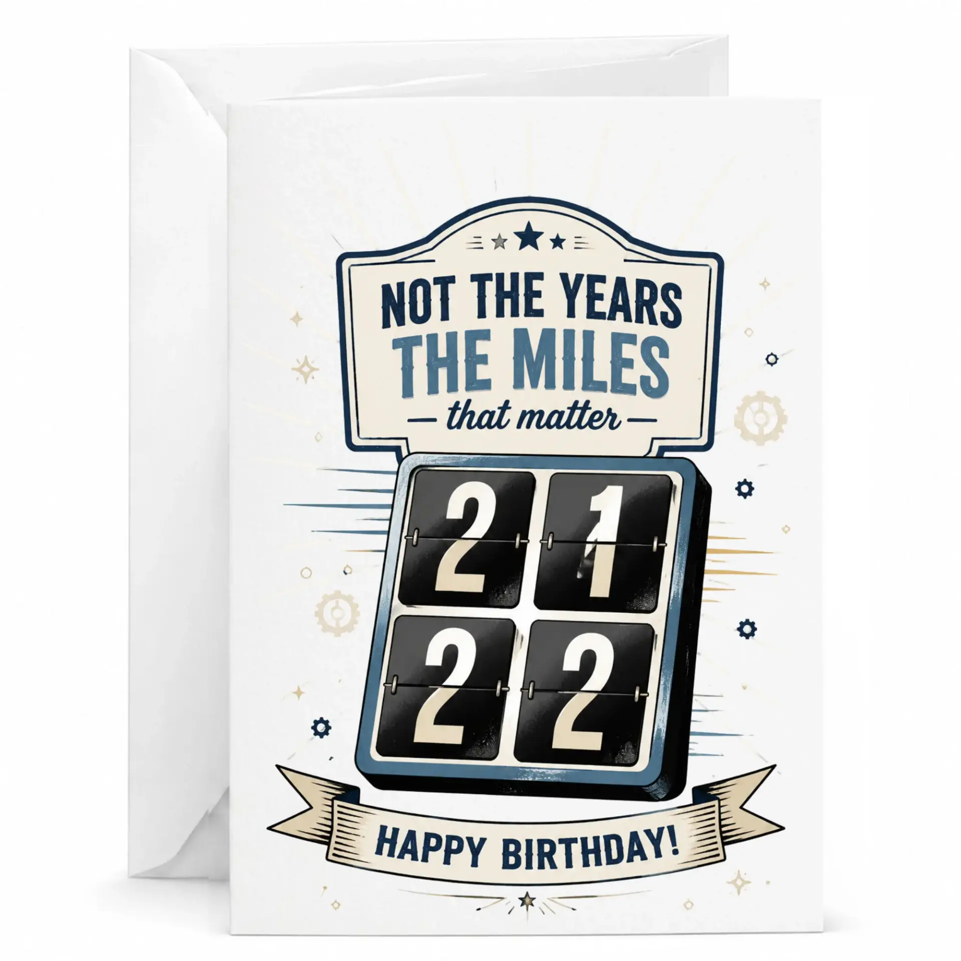 Birthday Card Not the Years the Miles That Matter Vintage Style Typography Greeting Card with Envelope