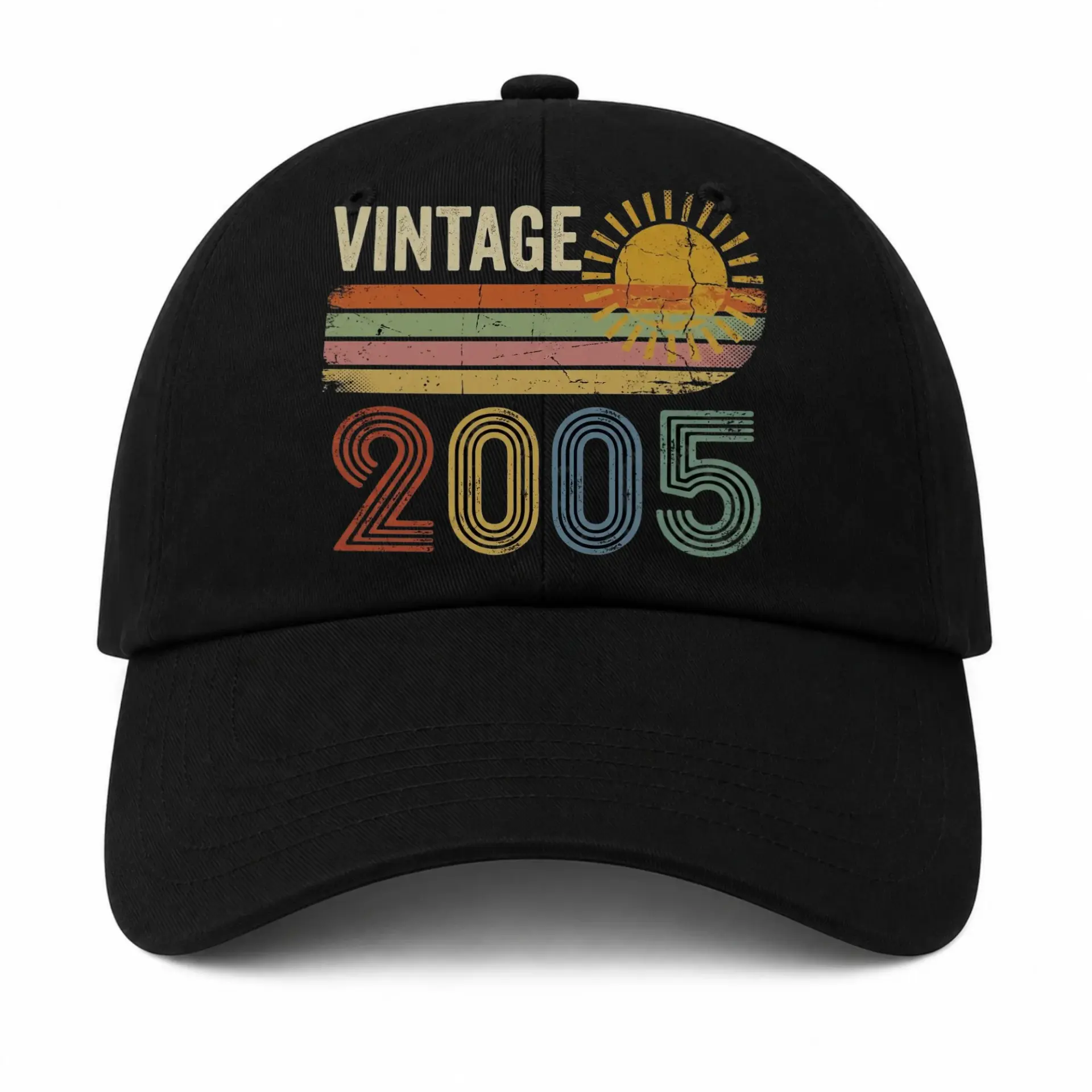 Baseball Cap Vintage 2005 Retro Sunset Design Embroidered Dad Hat
