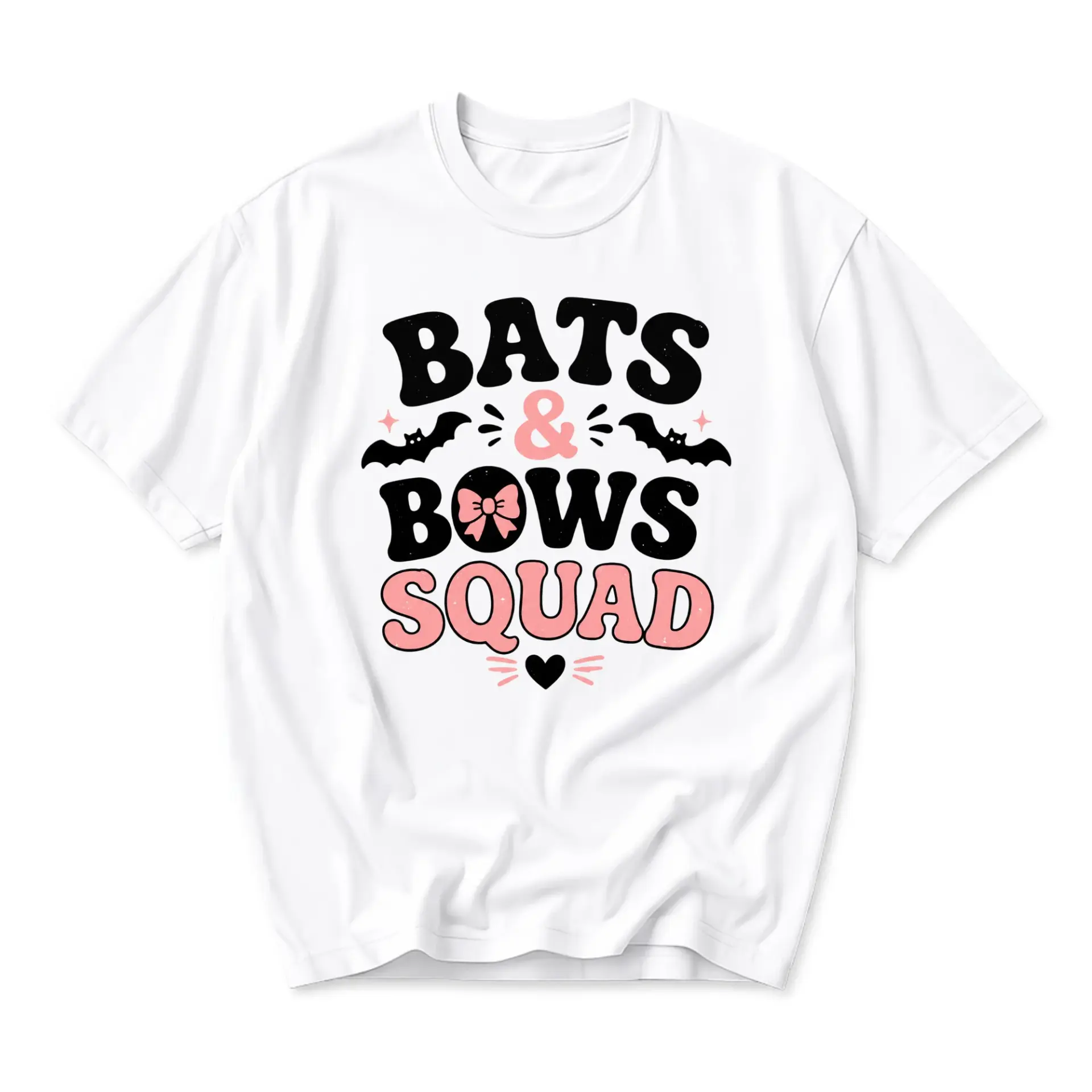 Graphic Tee Bats and Bows Squad T-Shirt Unisex Crew Neck Casual Everyday Wear Soft Comfortable Breathable Cotton Shirt