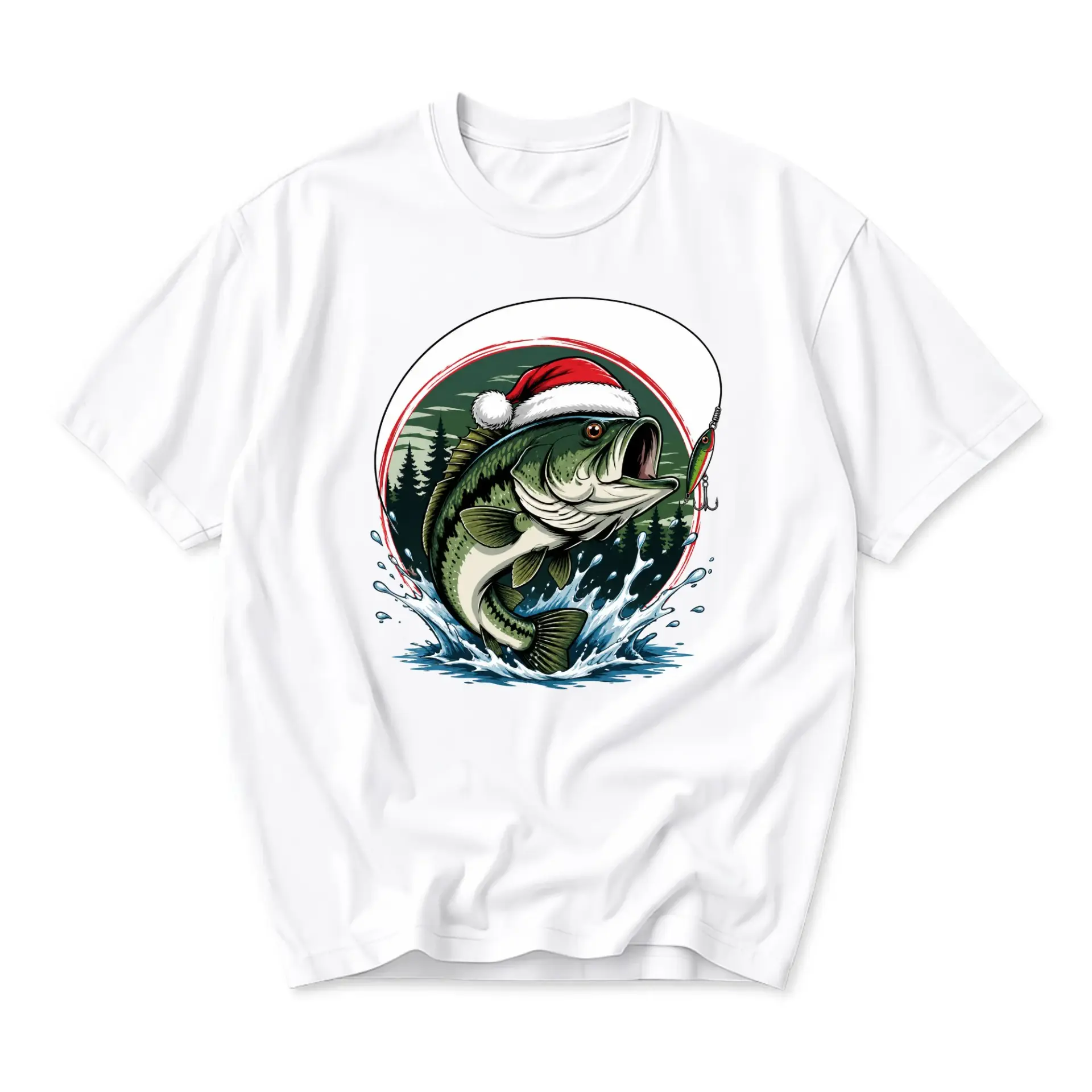 Graphic Tee Christmas Fishing Unisex T-Shirt Holiday Seasonal Apparel