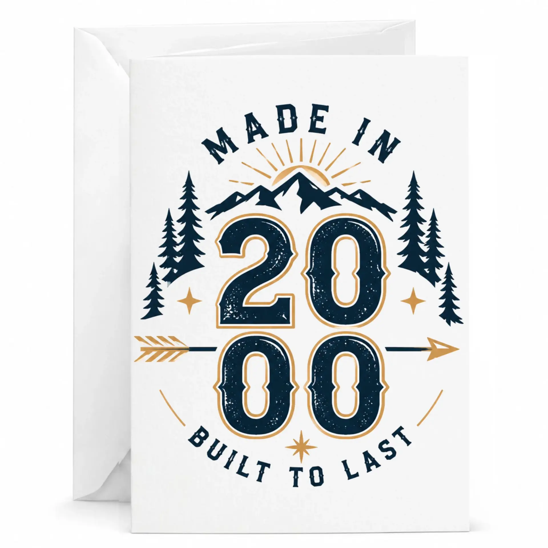 Birthday Card Made in 2000 Built to Last Vintage Mountain Theme Greeting Card for Milestone Celebration Anniversary