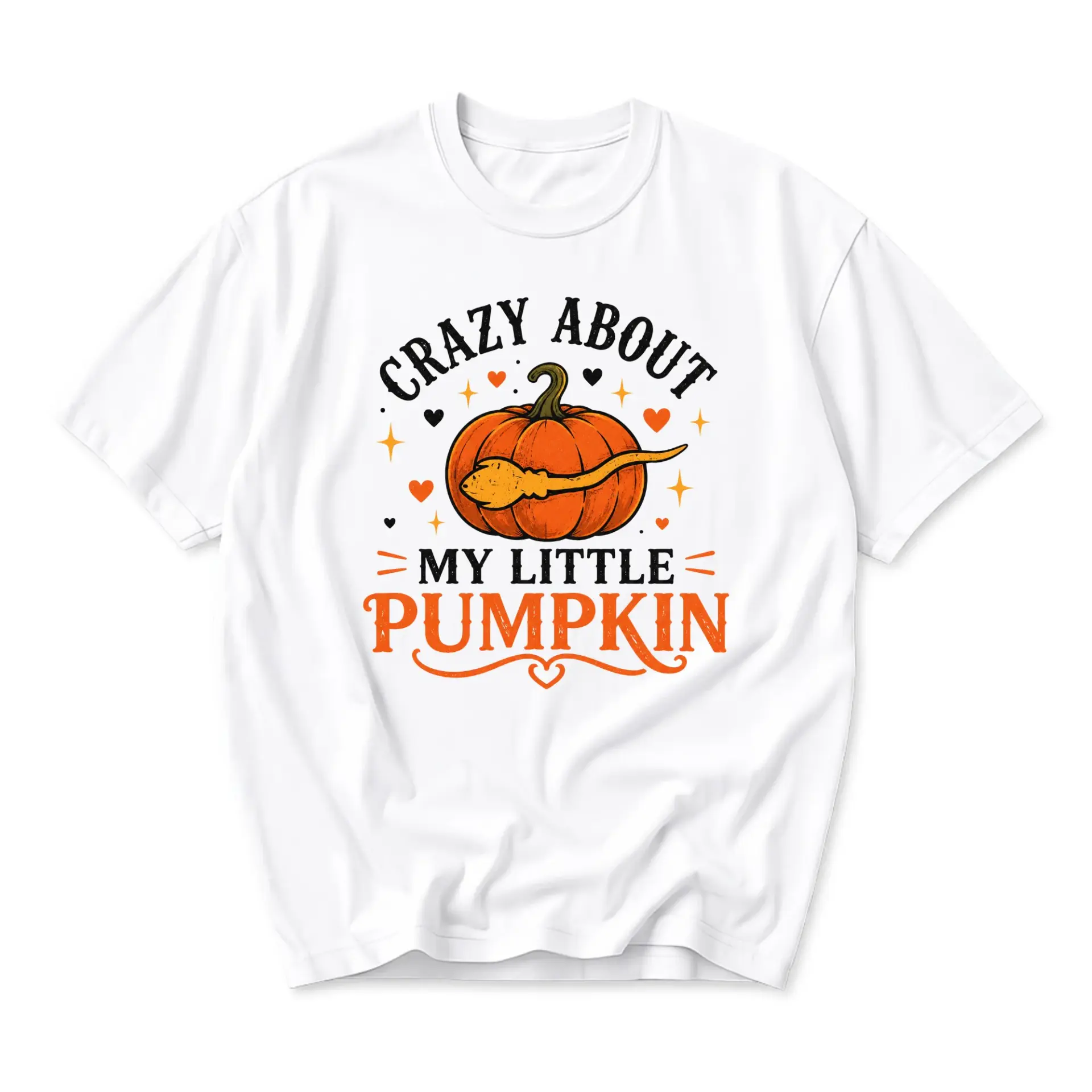 Graphic Tee Crazy About My Little Pumpkin Funny Seasonal Autumn Shirt Unisex Casual Crew Neck Comfortable Apparel