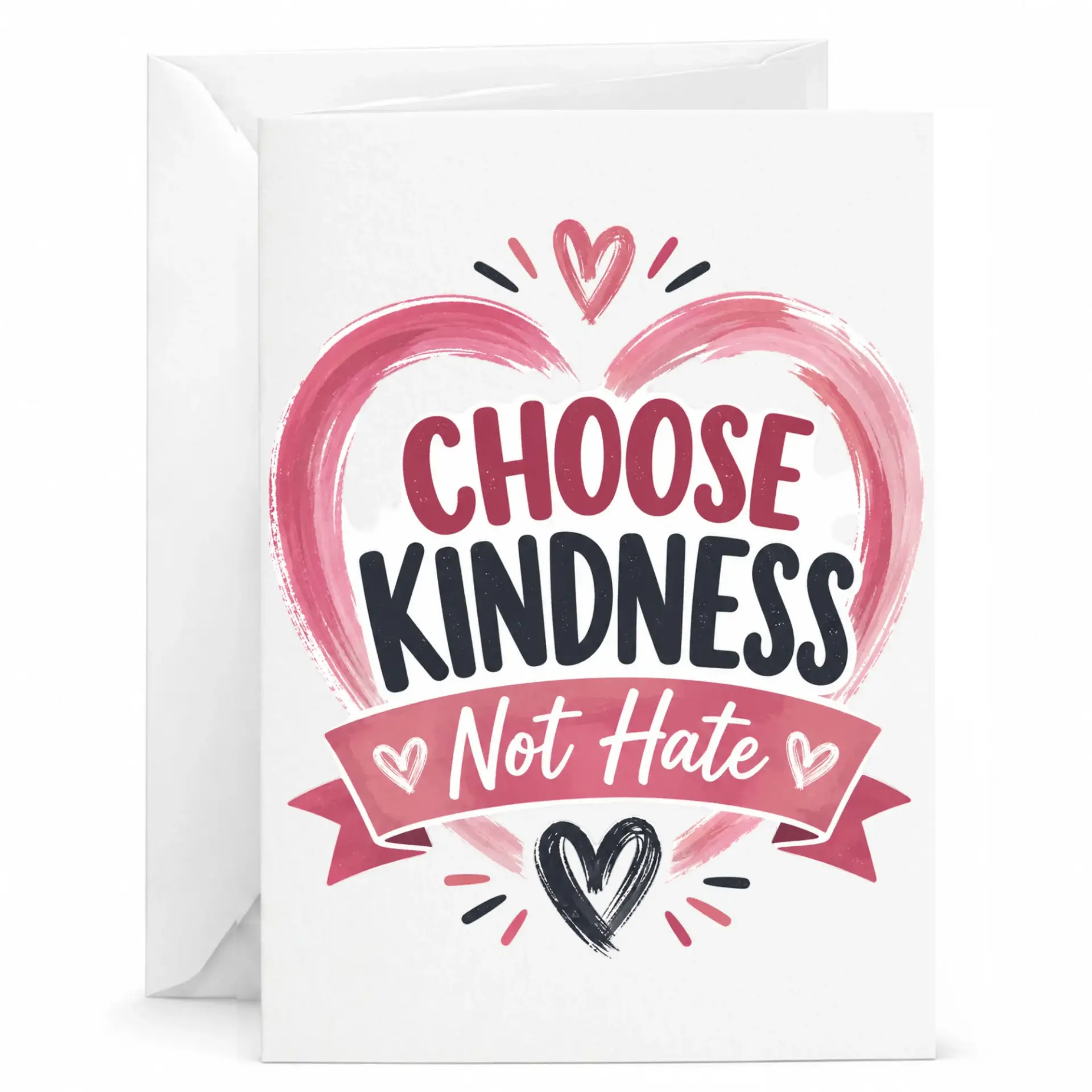 Greeting Card Choose Kindness Inspirational Quote Design Premium Paper Stationery Note with Envelope 5x7 Inches