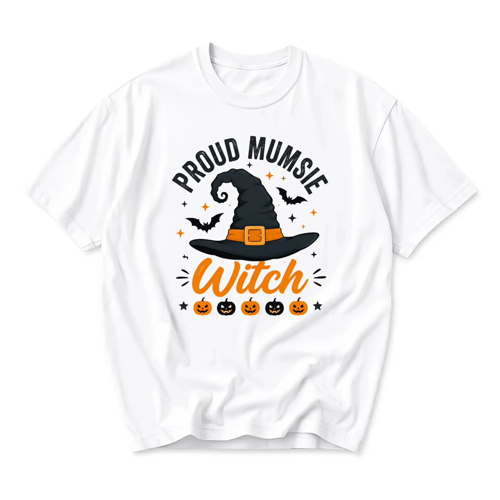 Funny Shirt Proud Mumsie Witch Graphic Tee for Halloween Seasonal Casual Wear Soft Cotton Unisex Crew Neck Top
