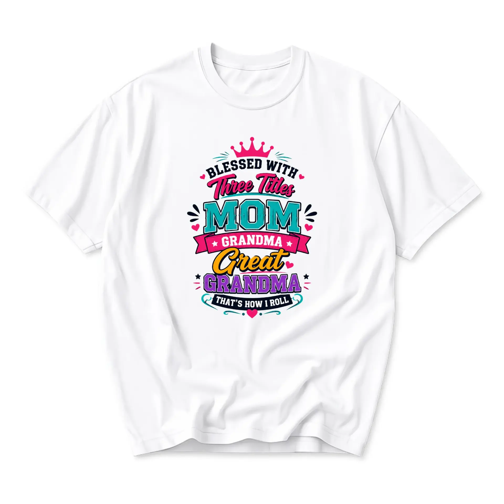 Graphic Tee Blessed with Three Titles Mom Grandma Great Shirt Unisex Casual