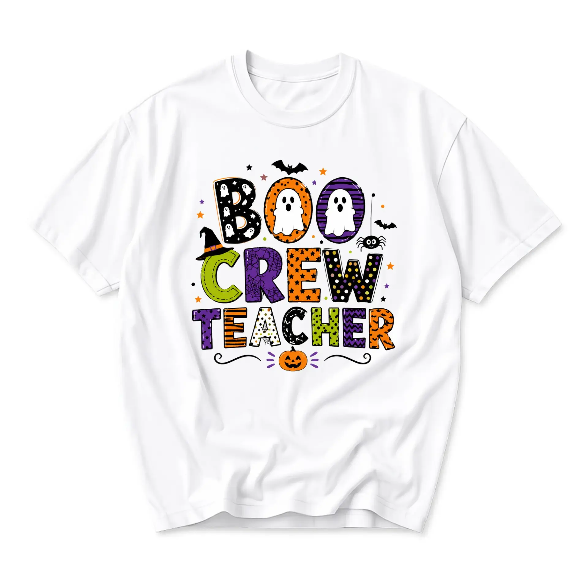 Funny Shirt Boo Crew Teacher Halloween Graphic Tee Unisex Casual Apparel for Festive Educators Soft Cotton Crew Neck