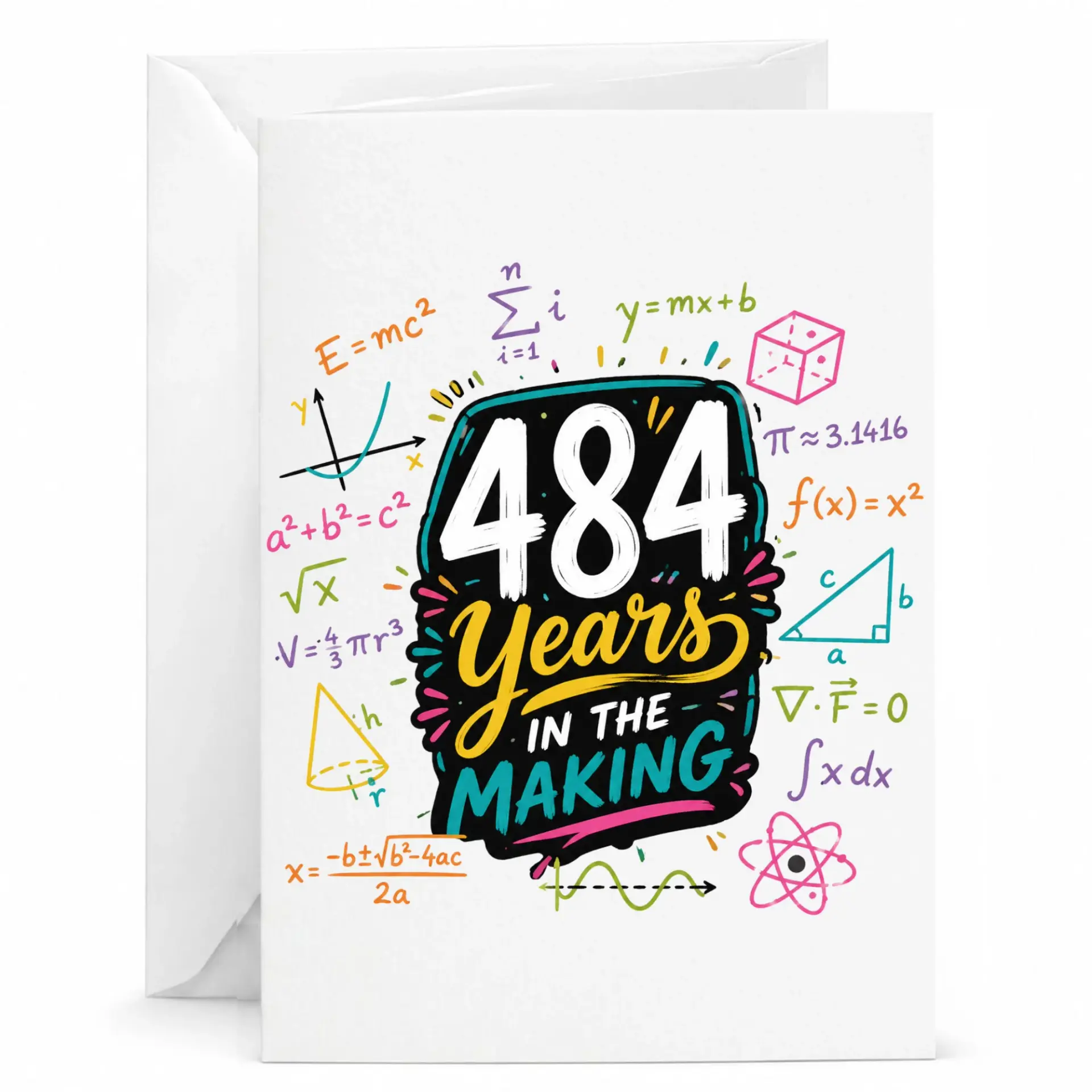 Funny Math Birthday Card 484 Years in the Making Science Theme Greeting Card for Anniversary Celebration or Milestone