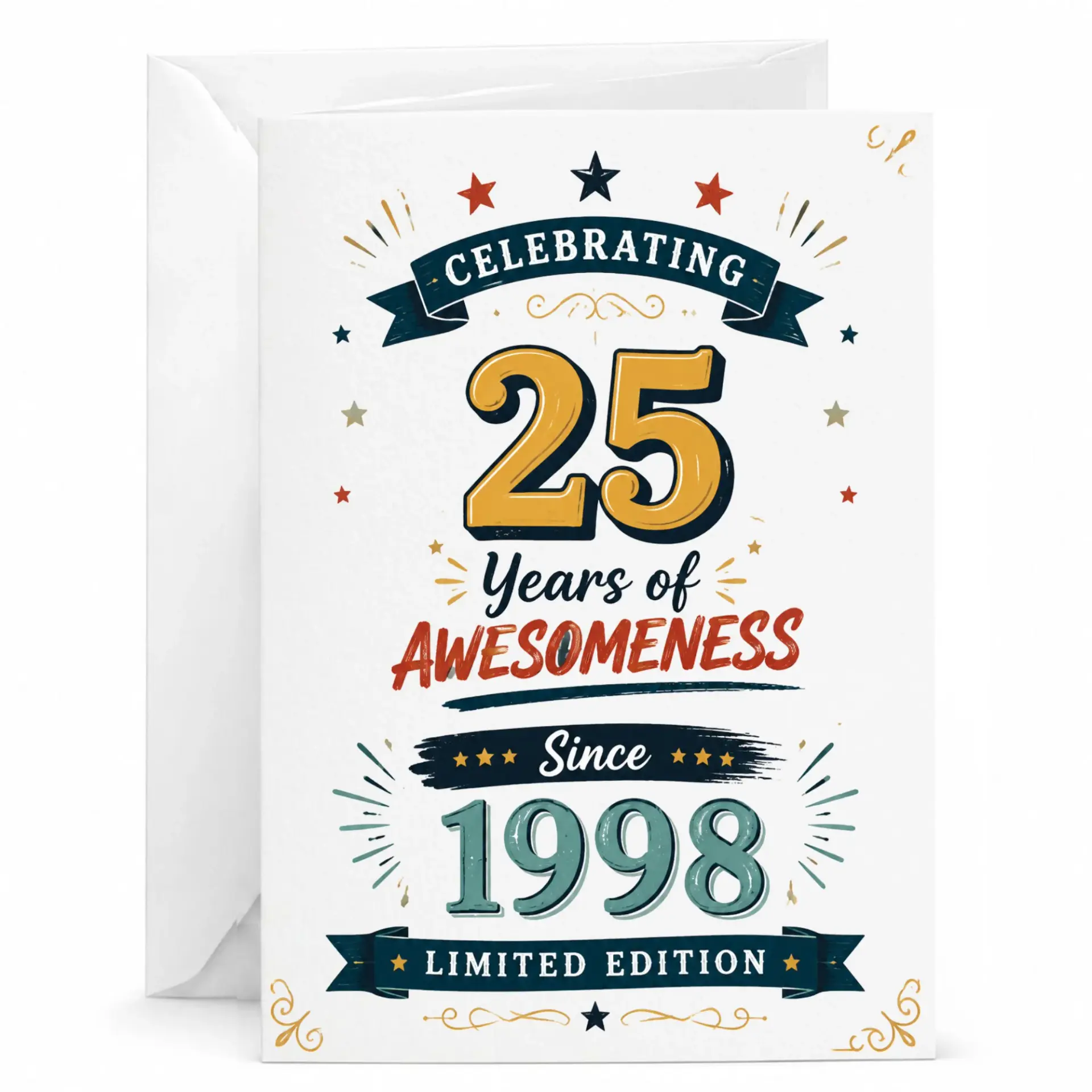 Birthday Card Celebrating 25 Years of Awesomeness Since 1998 Limited Edition Professional Printed Greeting Card