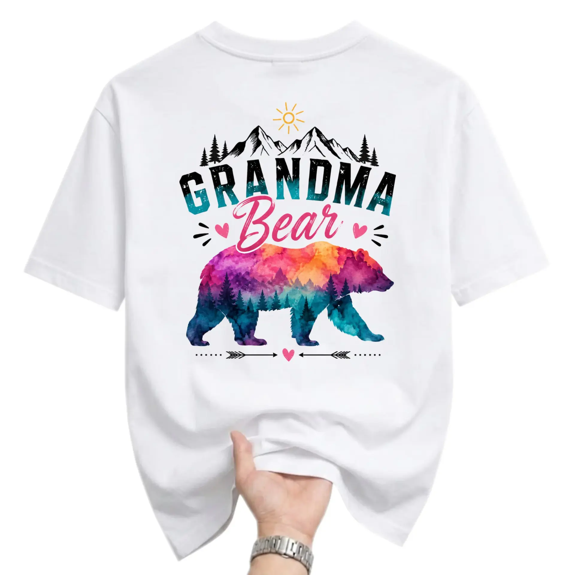 T-shirt Grandma Graphic Tee Mountain Forest Print Casual Unisex Crew Neck