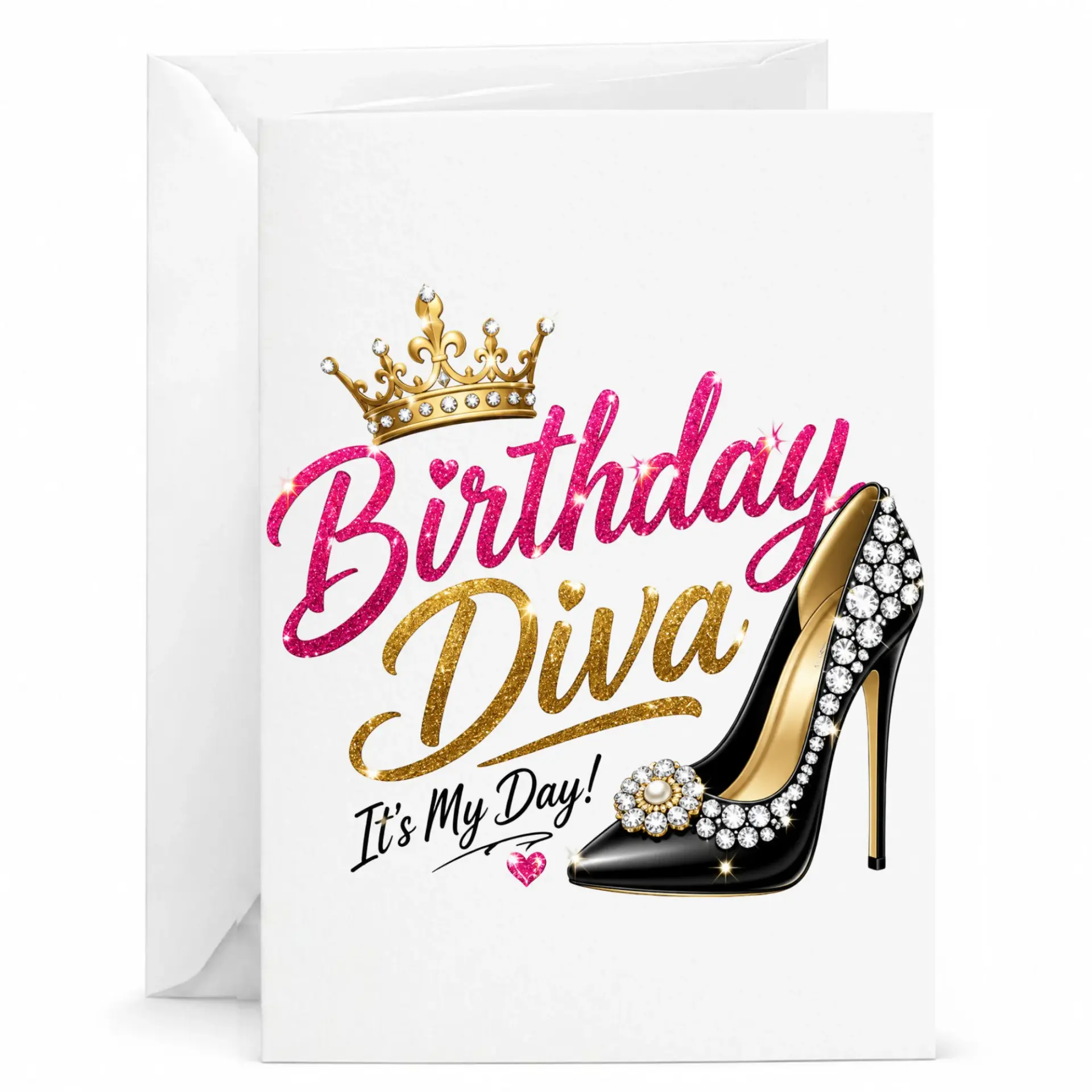 Birthday Card Birthday Diva High Heel Shoe Design Elegant Fashion Greeting Card with Envelope for Special Occasions