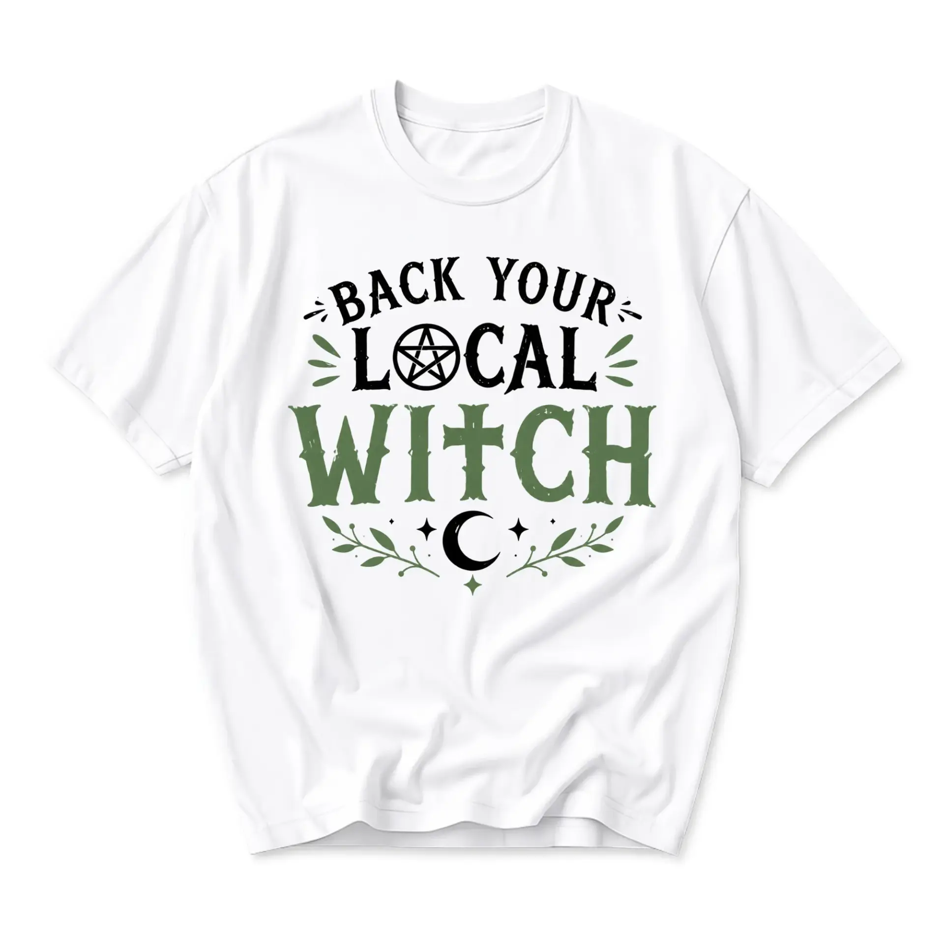 Graphic Tee Back Your Local Witch Unisex Casual Crew Neck T-Shirt Comfortable Cotton Blend Everyday Apparel