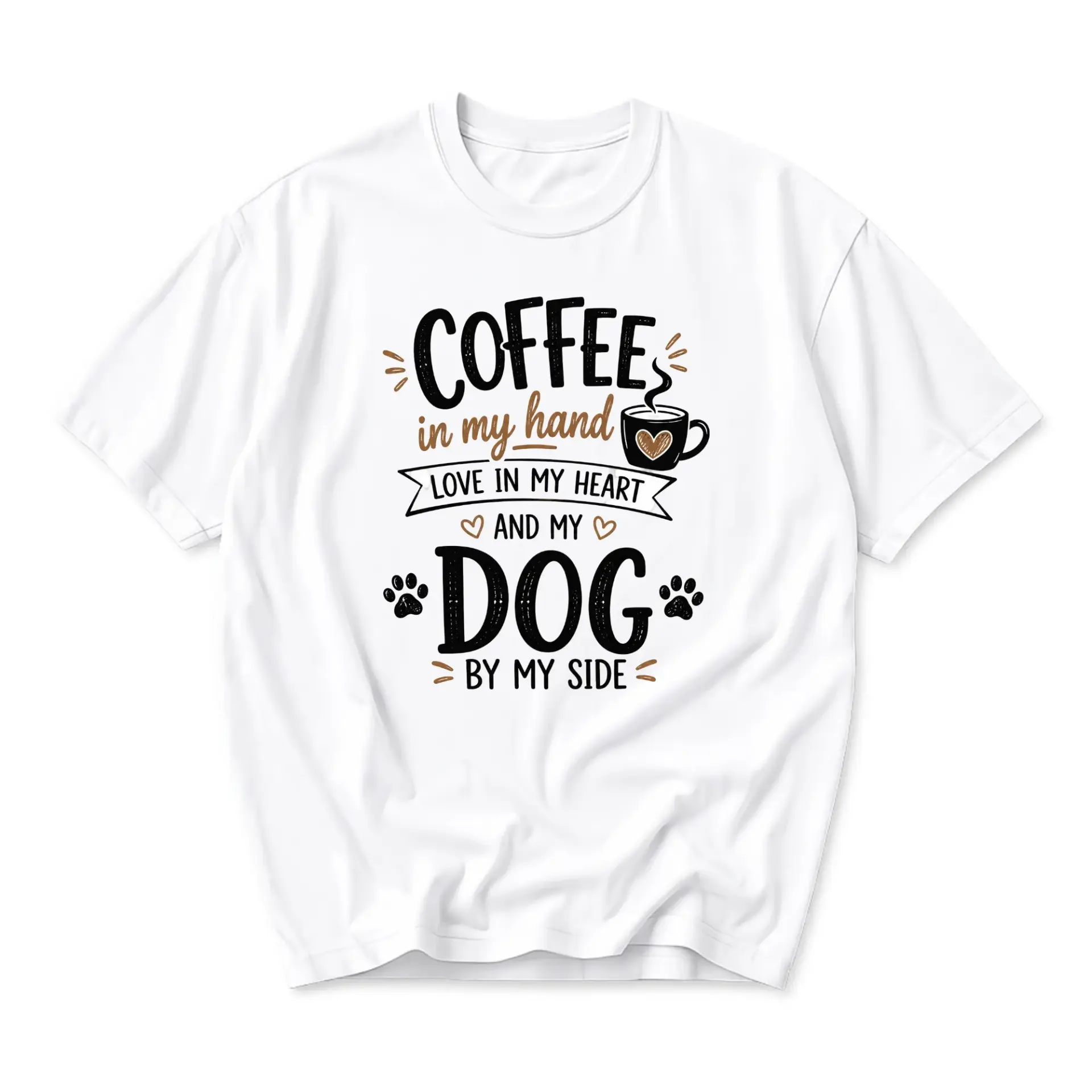 Funny Shirt Coffee in My in My Heart and Graphic Tee Unisex Casual Crew