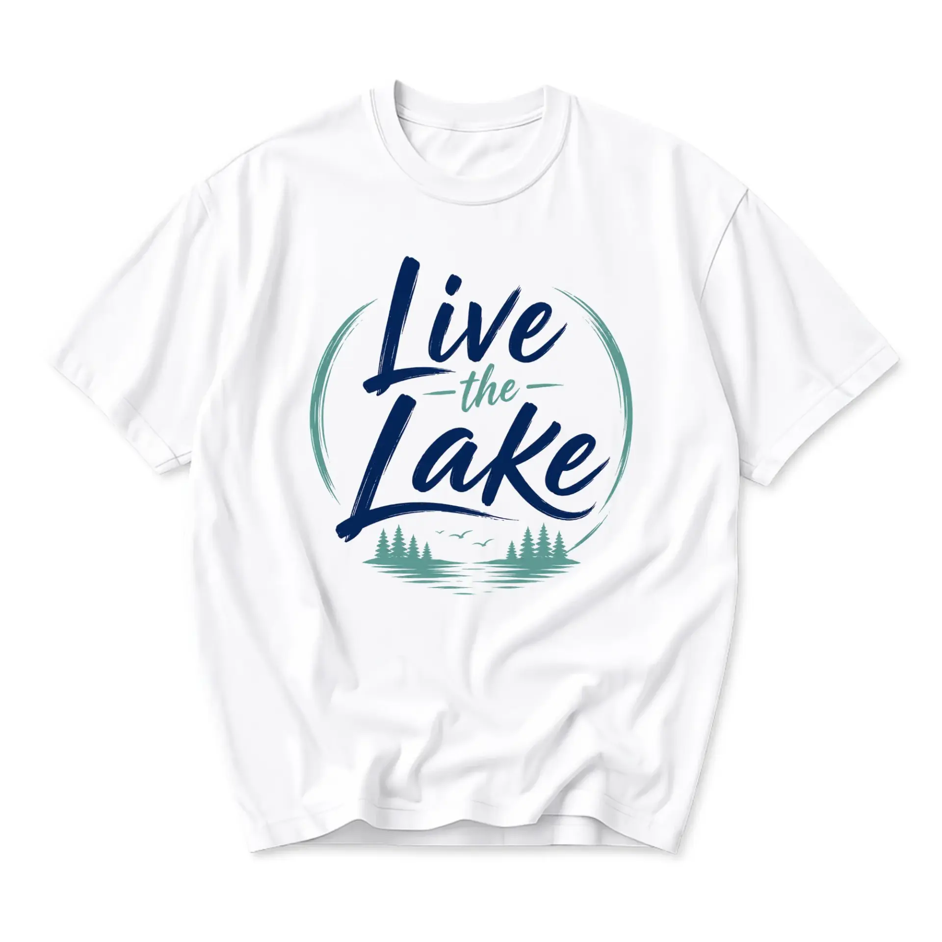 Graphic Tee Live the Lake Inspired Unisex Crew Neck Short Sleeve Shirt for Casual Outdoor Enthusiast Apparel