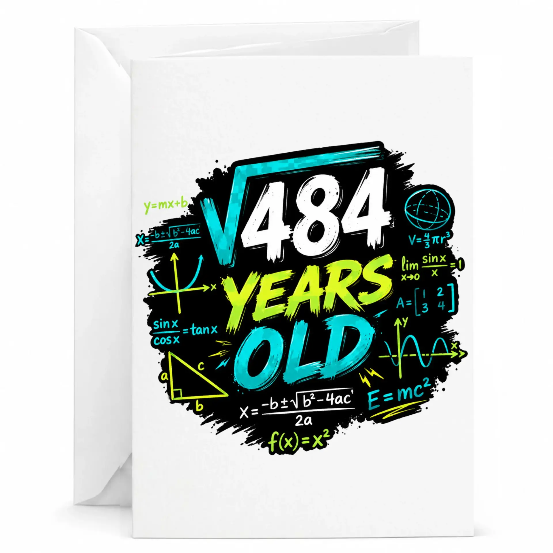 Funny Math Birthday Card √484 Years Old Mathematician Gift Greeting Card for Teachers Students and Science Lovers