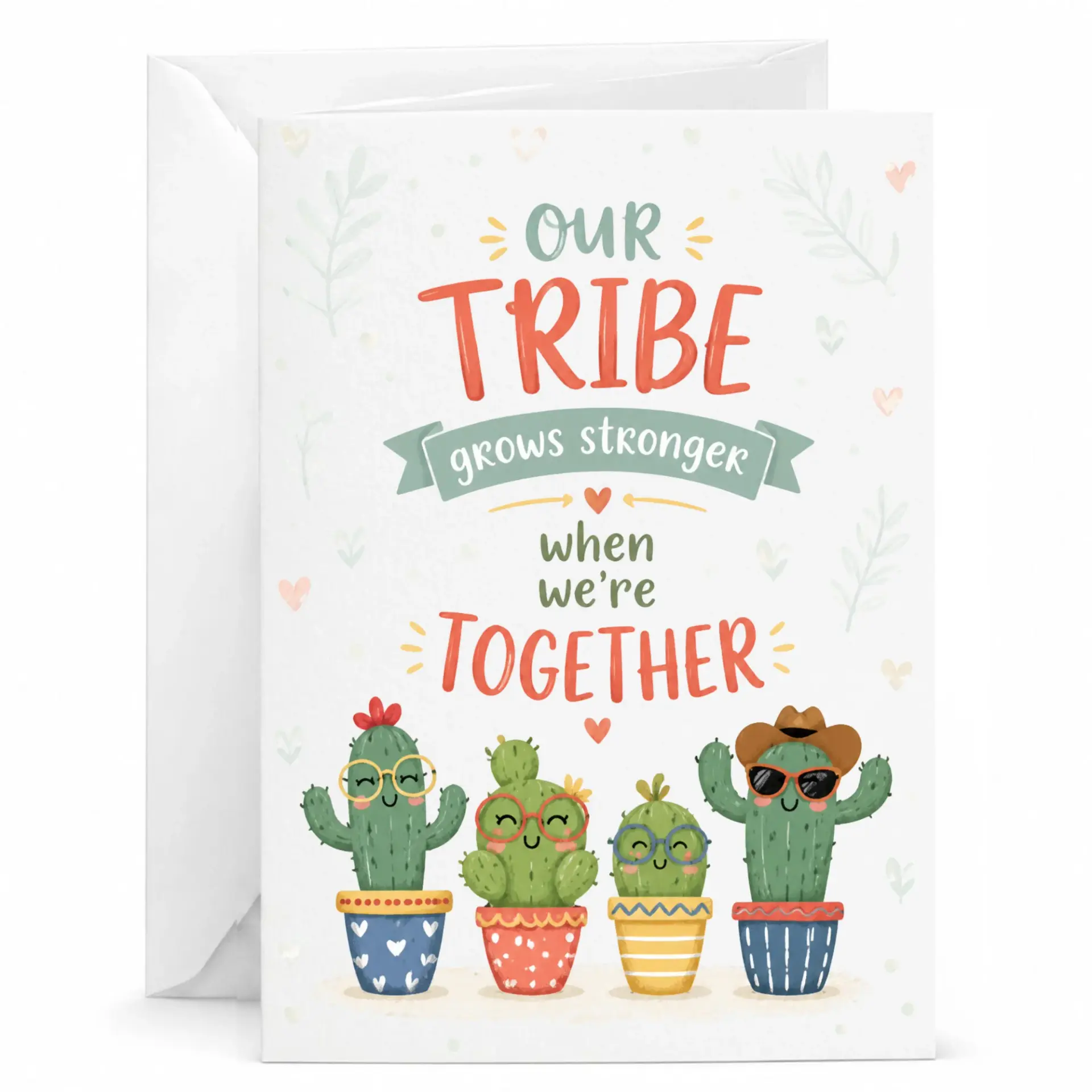 Greeting Card Our Tribe Grows Stronger When We Are Together Featuring Cute Characters Design for Meaningful Notes