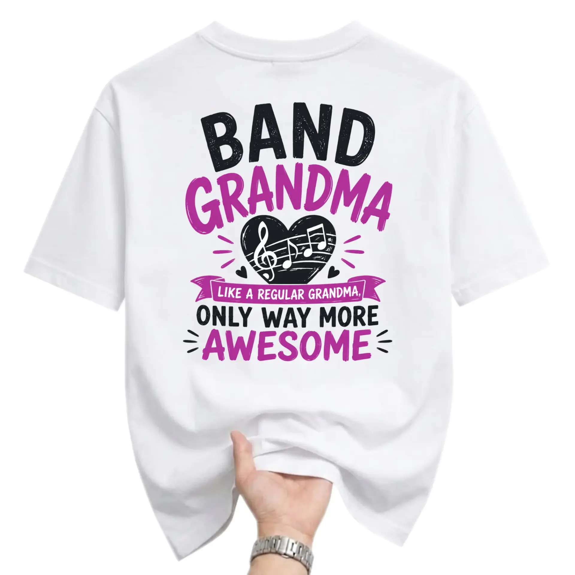 Funny Shirt Band Grandma Like a Regular Only Way More Awesome Unisex Graphic Printed Casual Cotton Crew Neck Tee