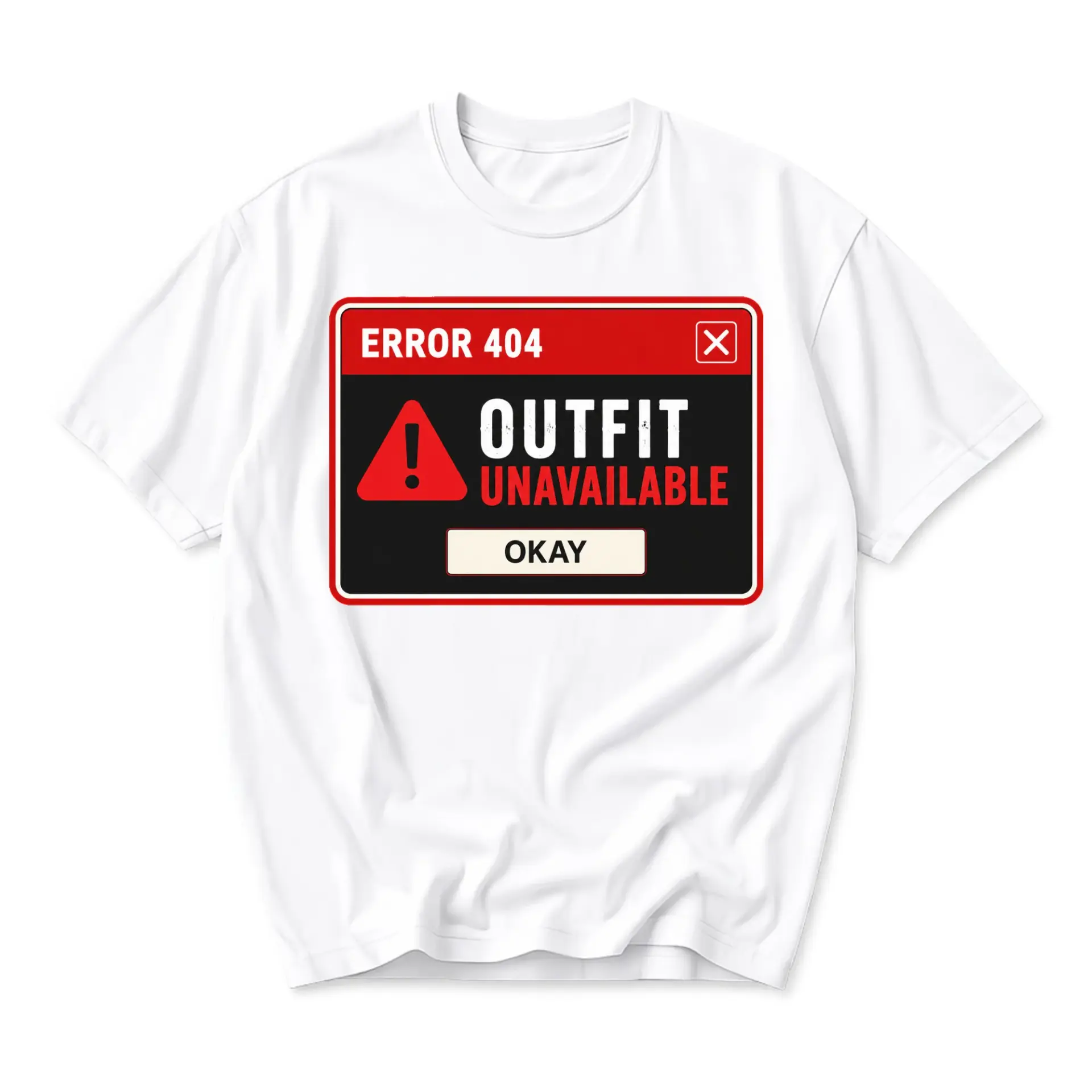 Funny Shirt Error 404 Outfit Unavailable Graphic Tee Casual Unisex Crew Neck Short Sleeve Cotton Blend Apparel White