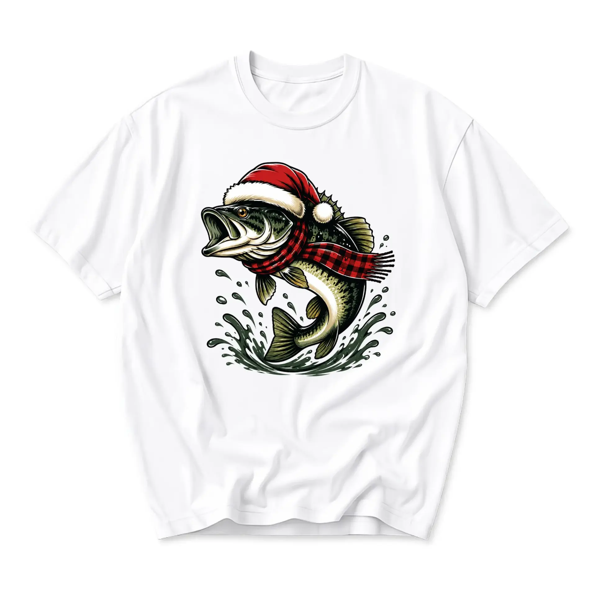 Graphic Tee Unisex Crew Neck T-Shirt Featuring a Festive Fishing Wearing a