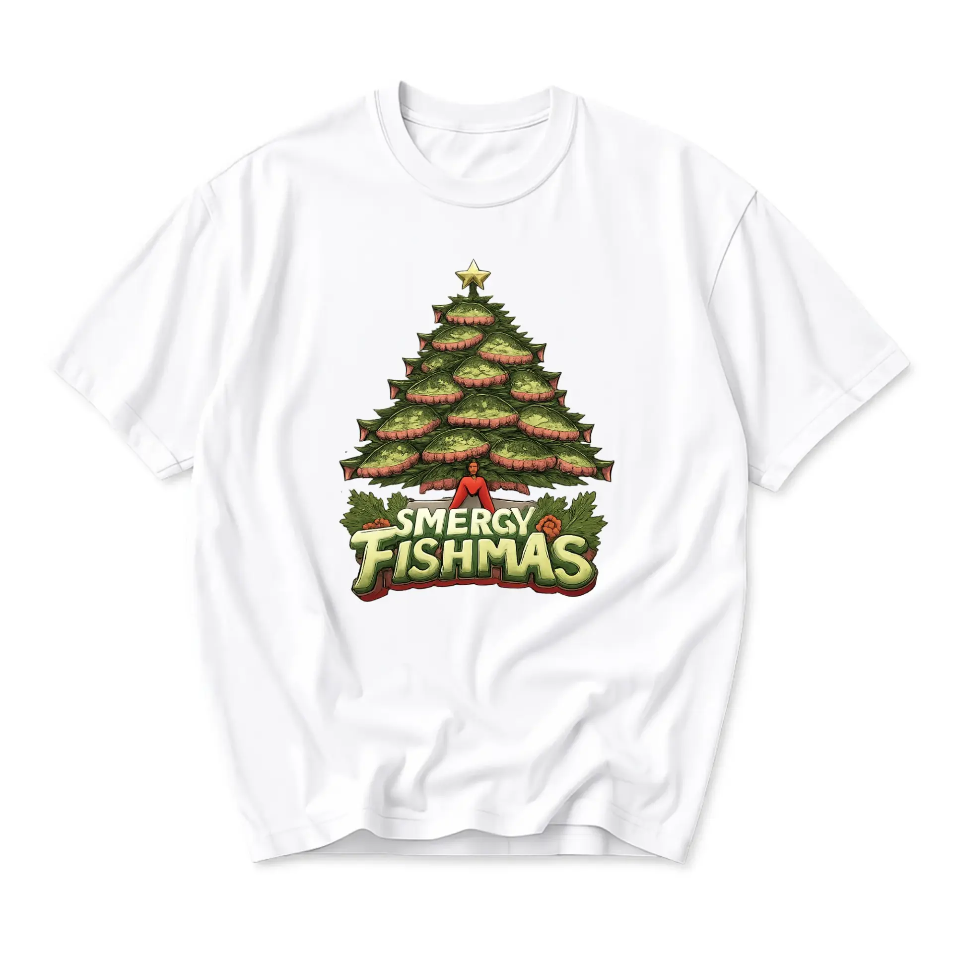 Funny Shirt Smergy Fishmas Graphic Tee Holiday Themed Unisex Crew Neck