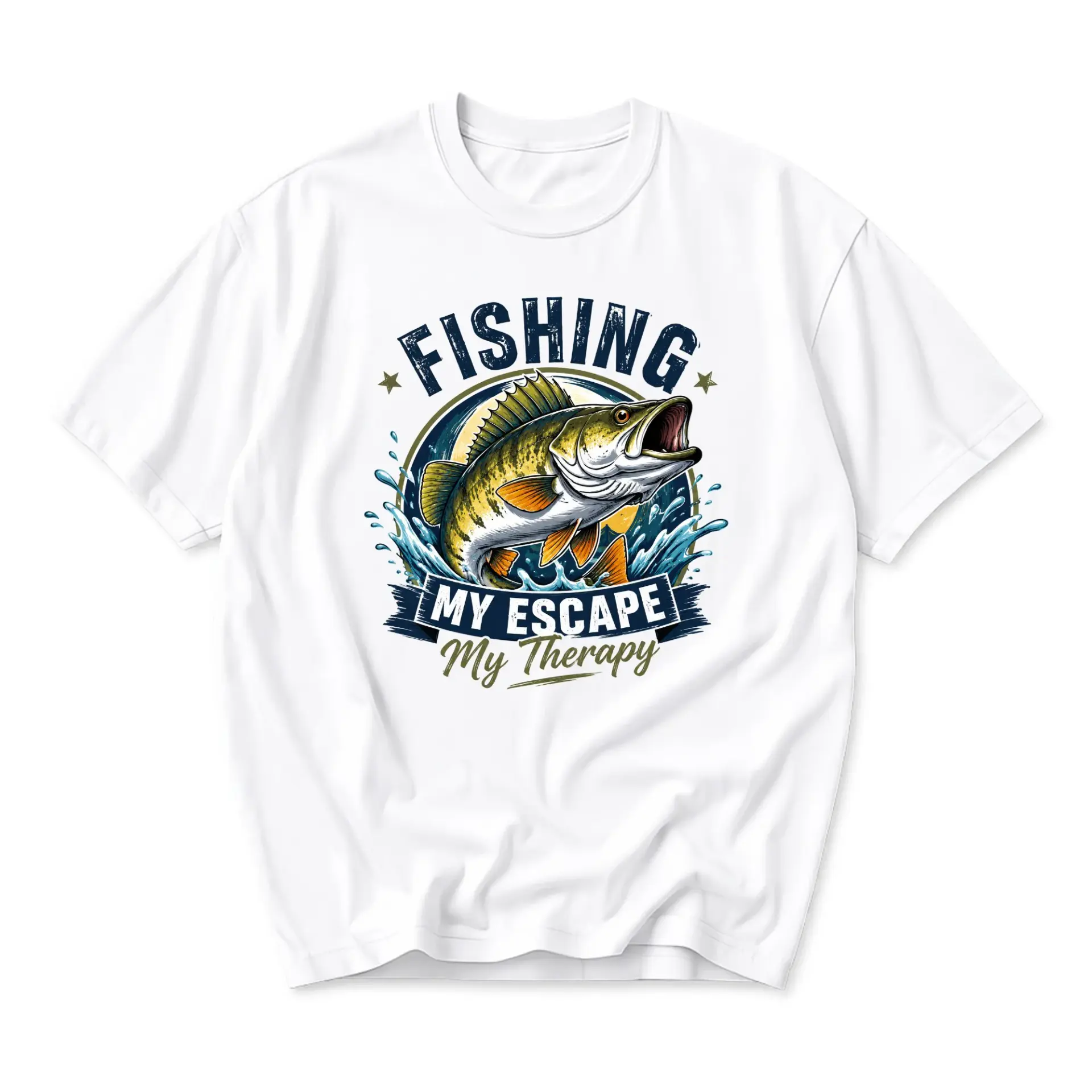 Graphic Tee Fishing My Escape My Therapy Shirt Outdoors Fisherman Unisex Crew Neck Short Sleeve Casual Apparel