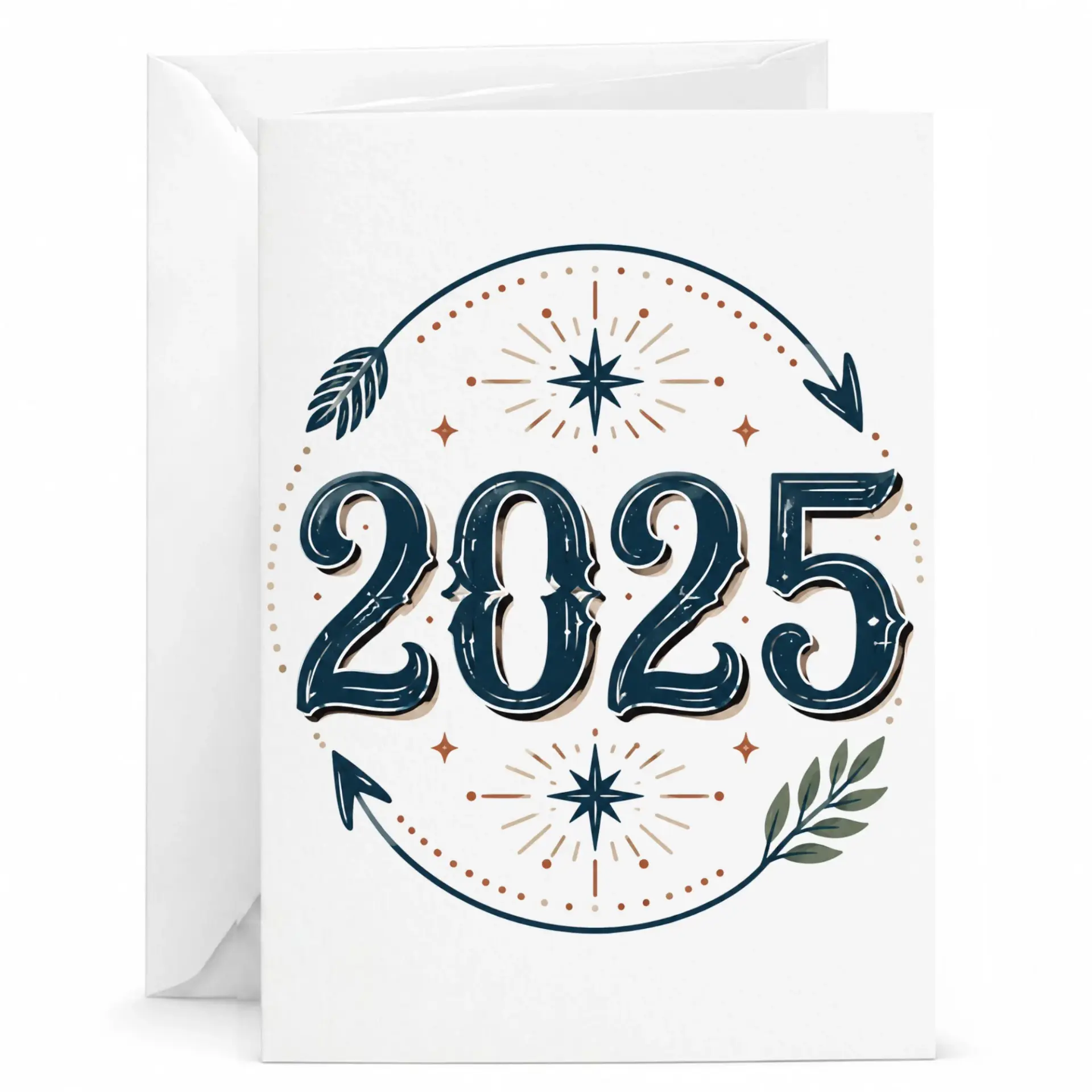 Greeting Card 2025 New Year Design Modern Minimalist Festive Stationery for Celebrations and Milestone Announcements
