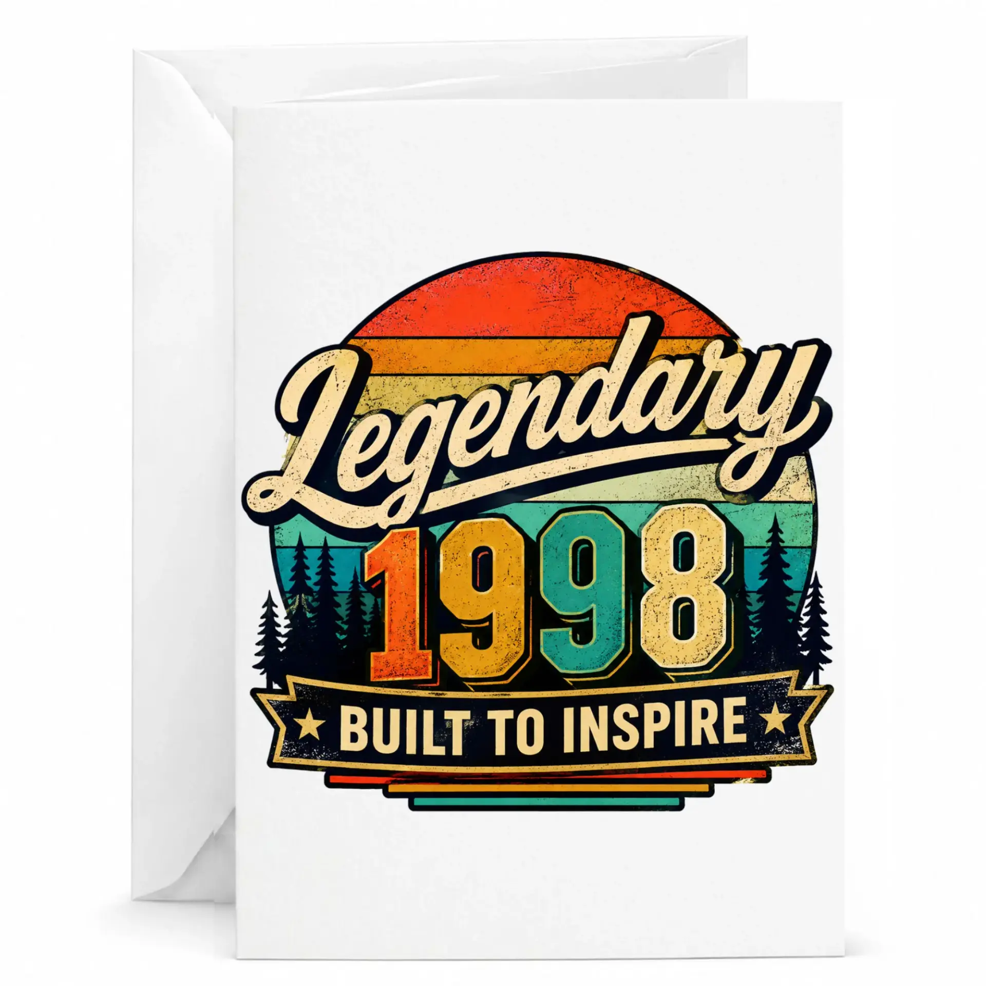 Birthday Card Legendary 1998 Built to Inspire Vintage Retro Style Greeting Card for Milestone Celebration