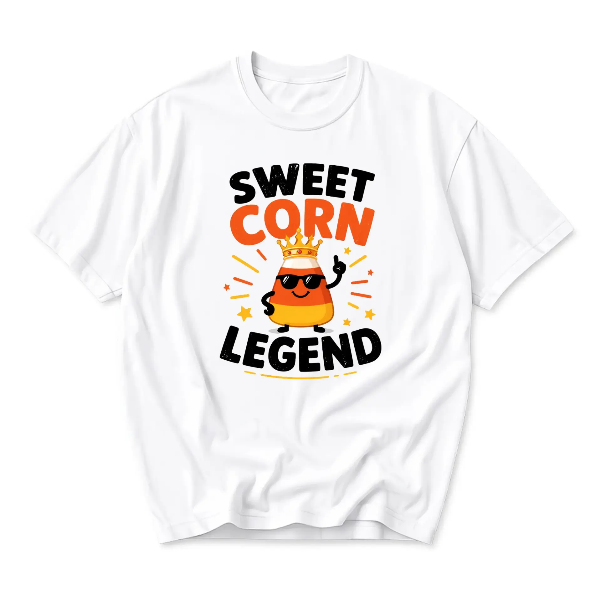 Funny Shirt Sweet Corn Legend Graphic Tee Unisex Crew Neck Casual Cotton Blend Apparel for Everyday Wear and Expression