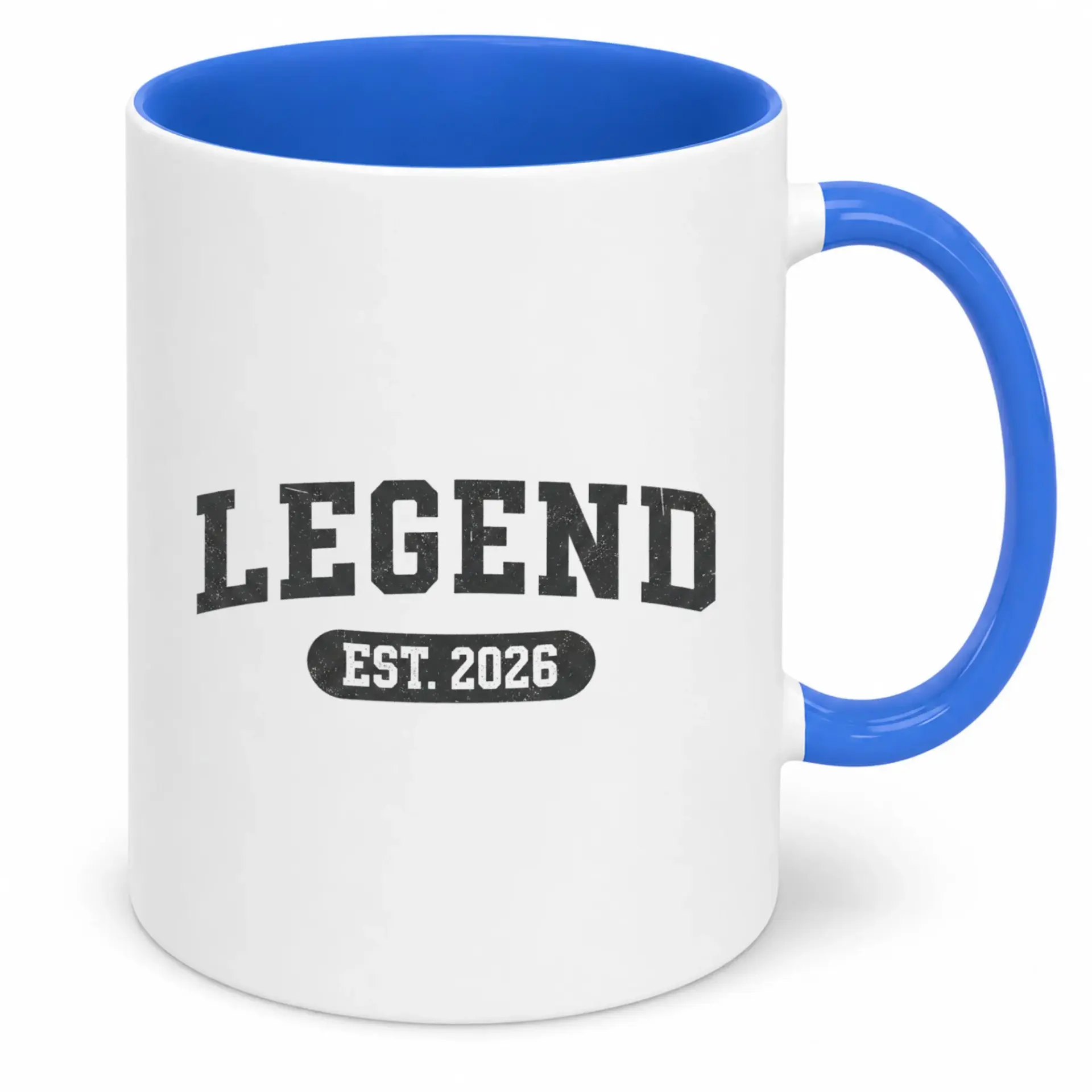 Legend Est. 2026 Coffee Mug Two White and Blue Ceramic Drinkware Thoughtful Gift for Established Individuals 11oz or 15oz Capacity