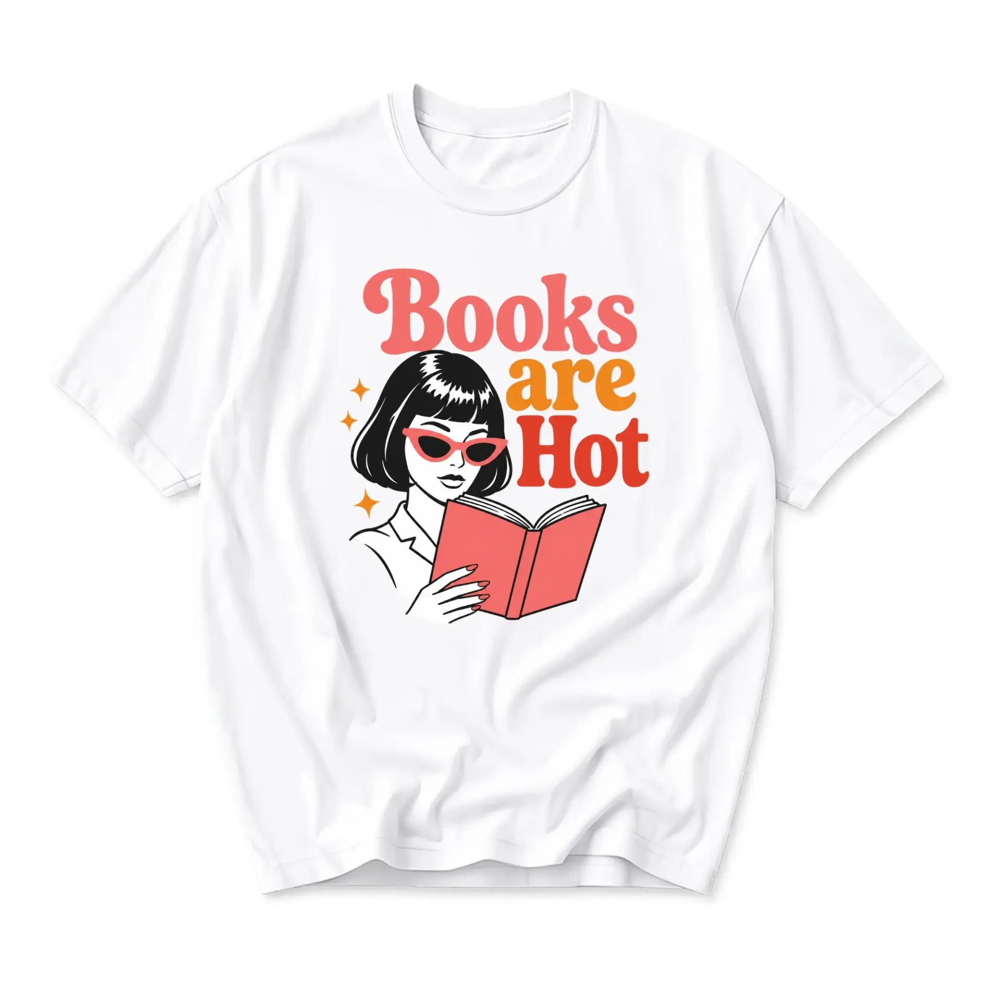 Graphic Tee Books Are Hot Retro Aesthetic Unisex Casual Crew Neck T-Shirt for Readers and Book Lovers Everywhere