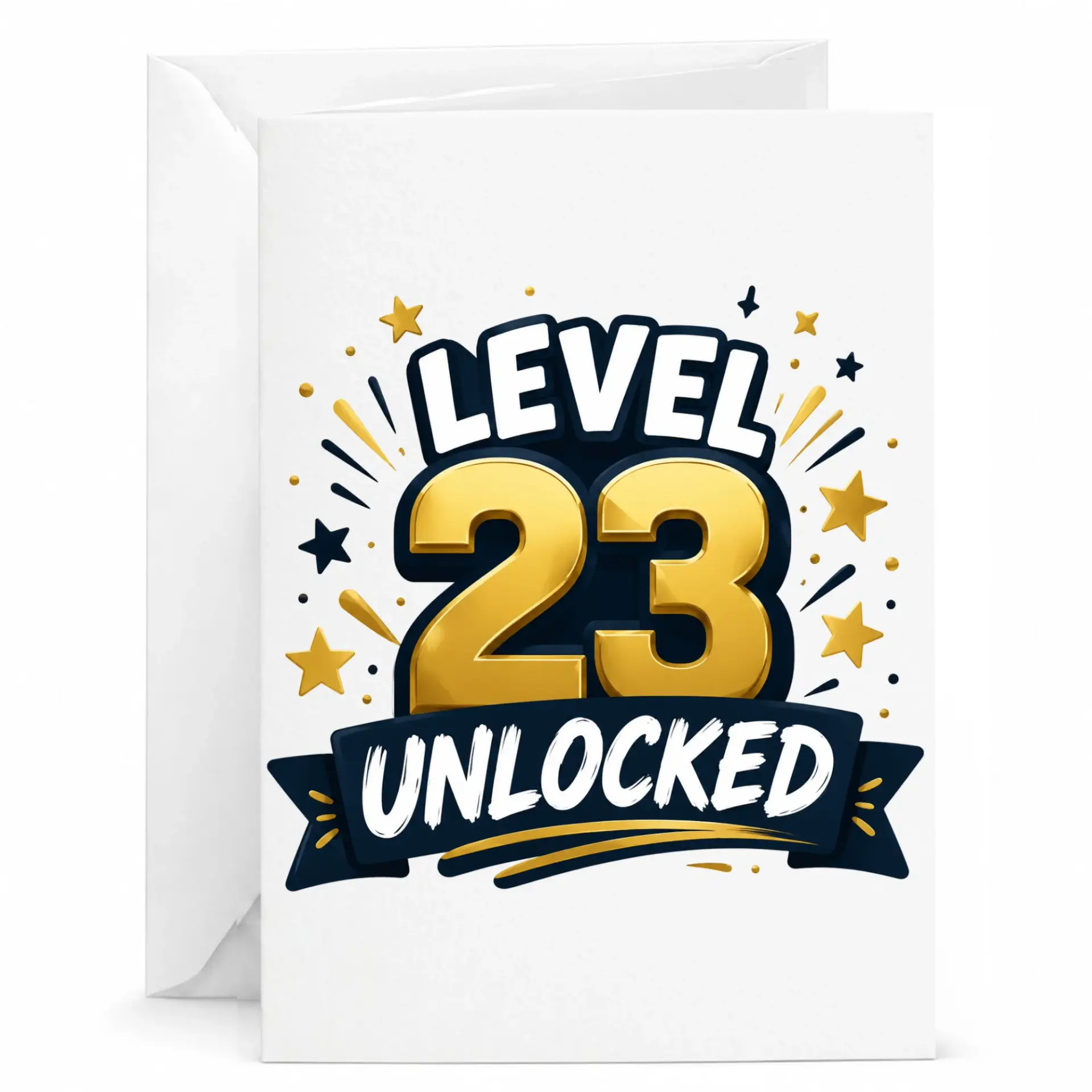 Birthday Card Level 23 Unlocked Gaming Themed Greeting Card for Twenty Third Birthday Celebration with Matching Envelope