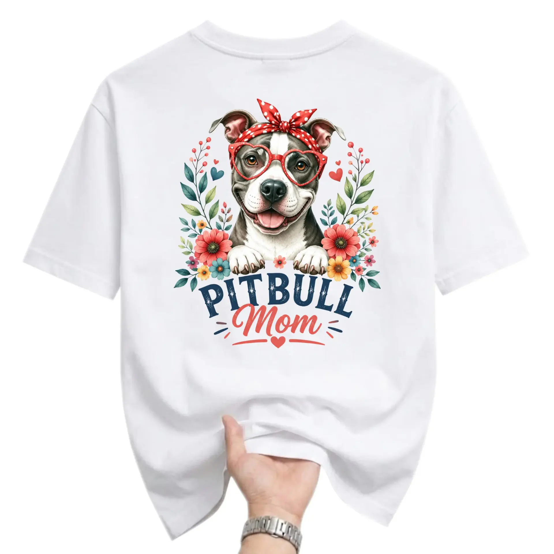 T-shirt Pitbull Mom Graphic Tee Dog Lover Unisex Crew Neck Casual Everyday Wear Soft Comfortable Cotton Blend Top