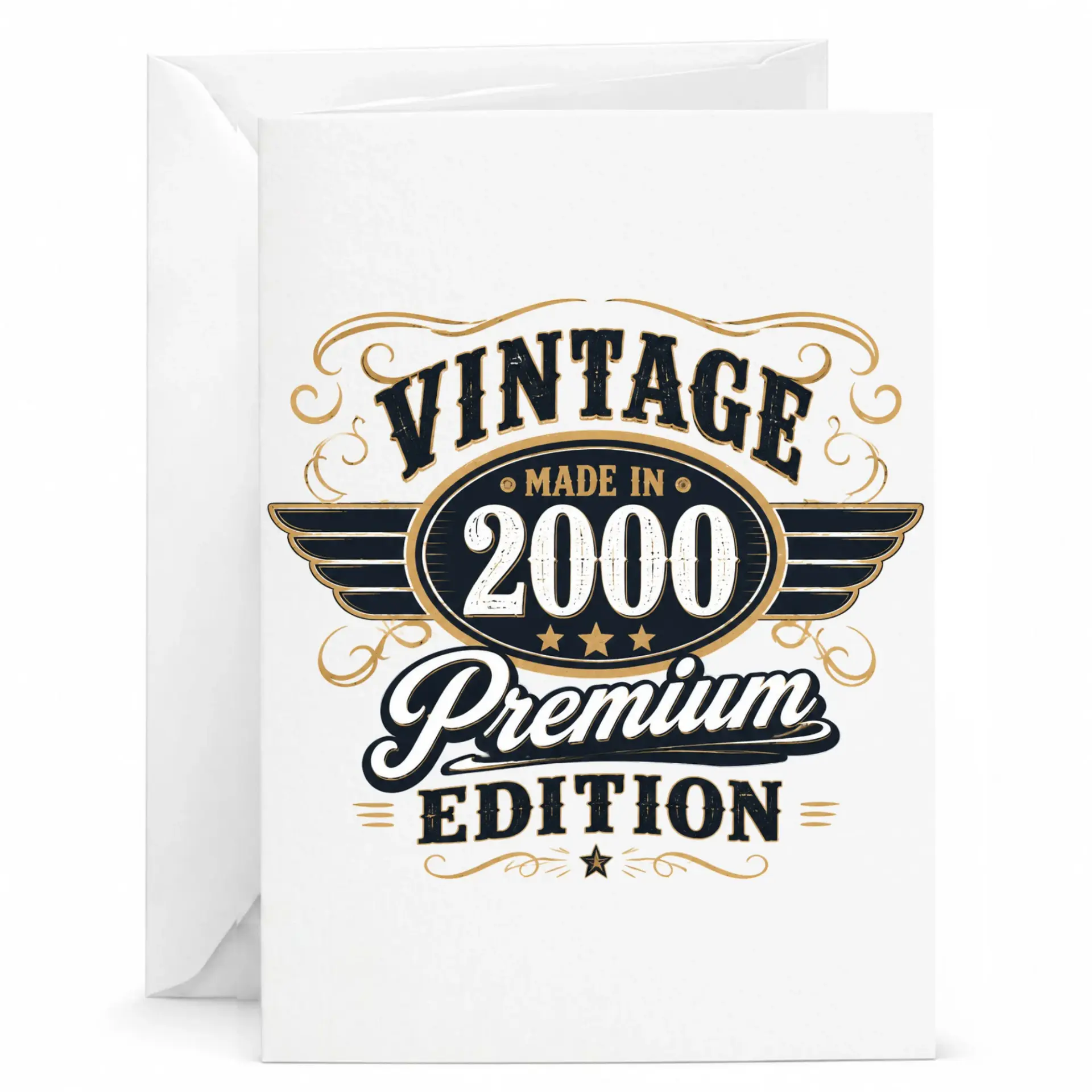 Birthday Card Vintage Made in 2000 Premium Edition Greeting Card for Milestone Birthday Anniversary Celebration 5x7 Inches