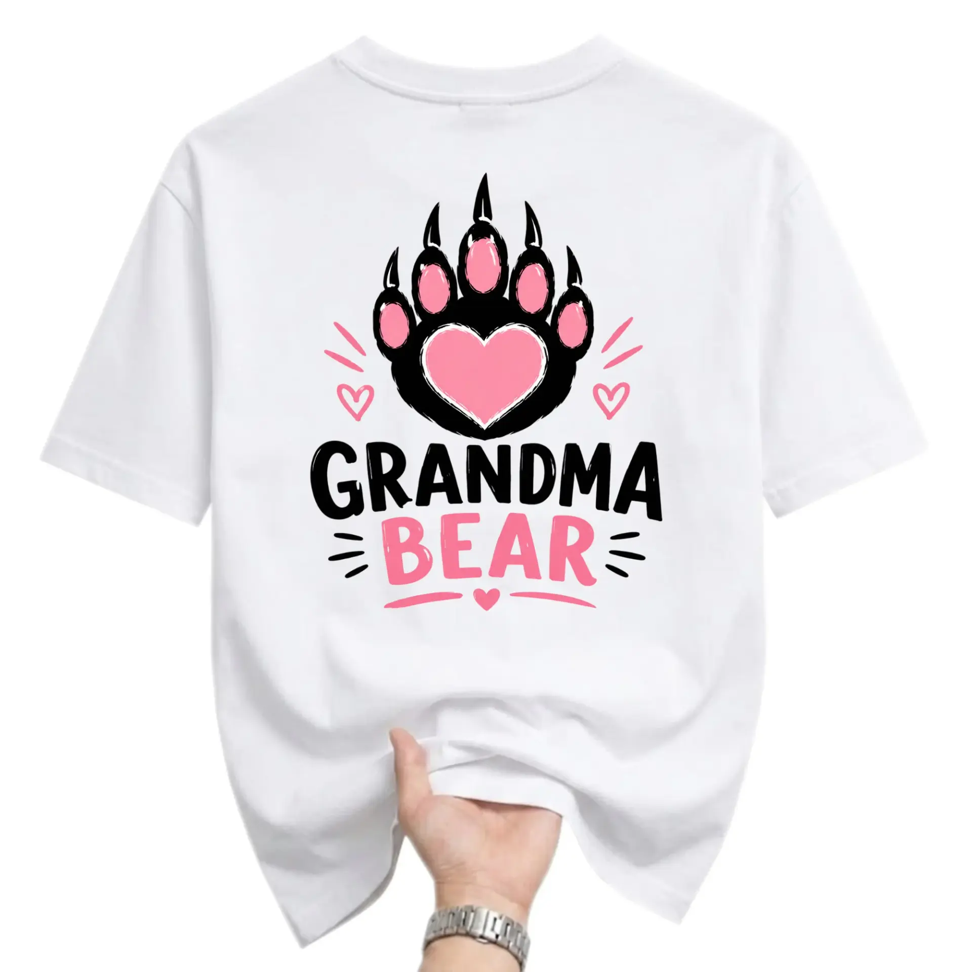 Graphic Tee Grandma Heart Paw Print Unisex Crew Neck Casual Everyday Short Sleeve Cotton Blend T-Shirt