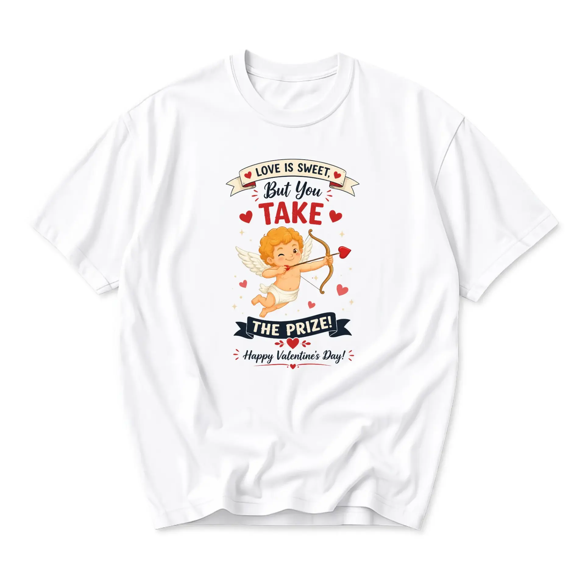 Graphic Tee Unisex Cupid Design T-Shirt Funny Love Themed Cotton Blend Casual Apparel for Everyday Seasonal Wear