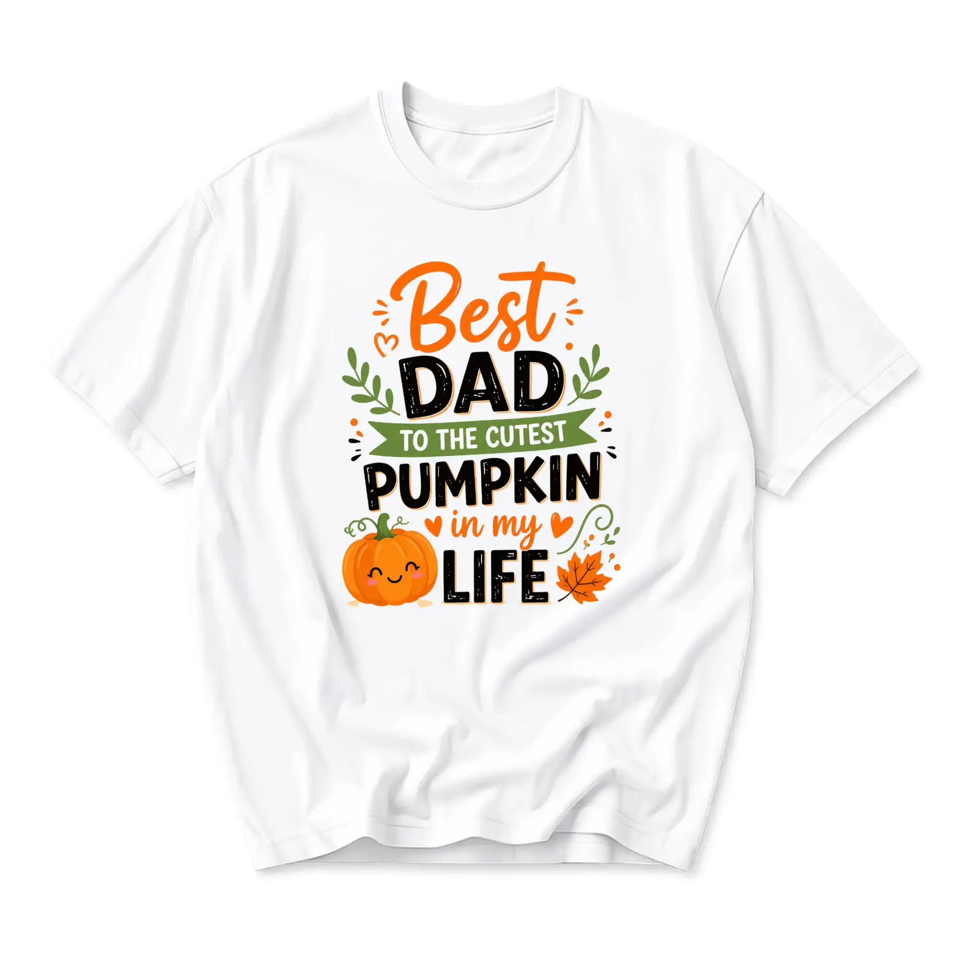 Graphic Tee Best Dad to the Cutest Pumpkin in My Life Unisex Casual Crew Neck T-Shirt for Seasonal Autumn Outfits