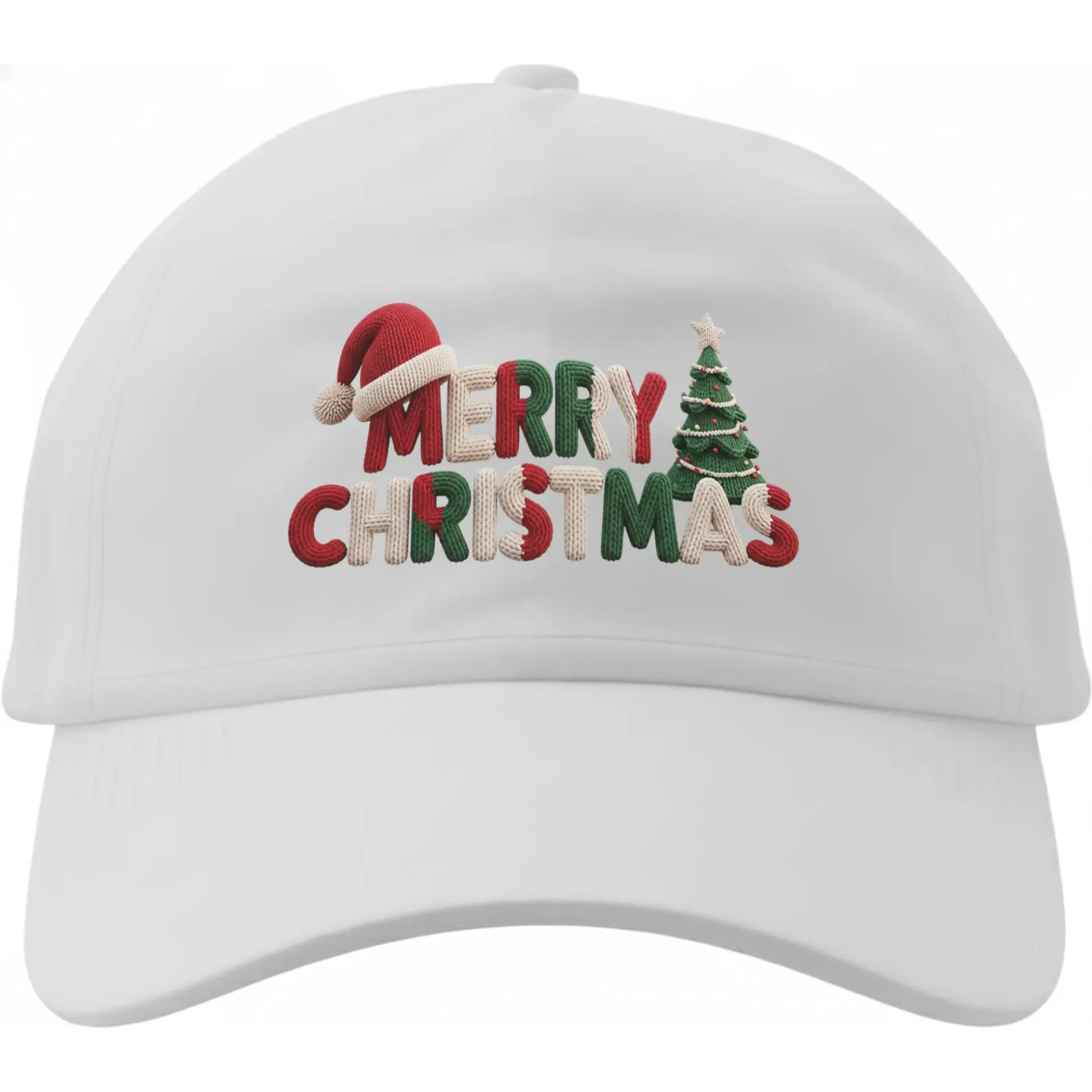 Baseball Cap Merry Christmas Holiday Knit Style Graphic Embroidered Low Profile Dad Hat Unisex Adjustable Cotton